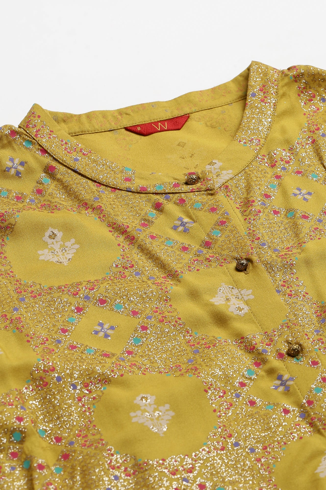 Yellow Button Down A-line Kurta - wforwoman