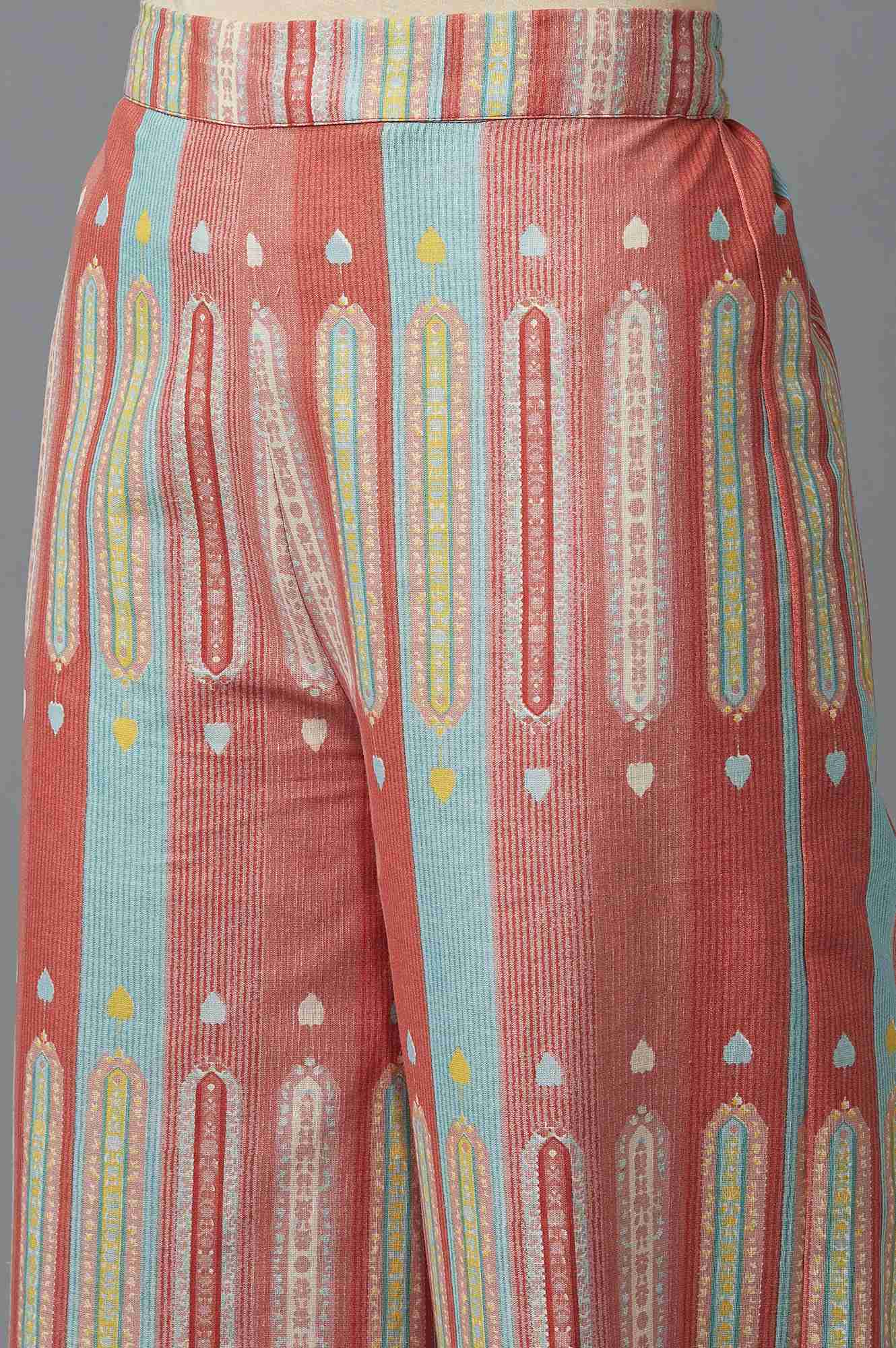 Orange Floral Printed Rayon A-Line Kurta and Parallel Pant Set