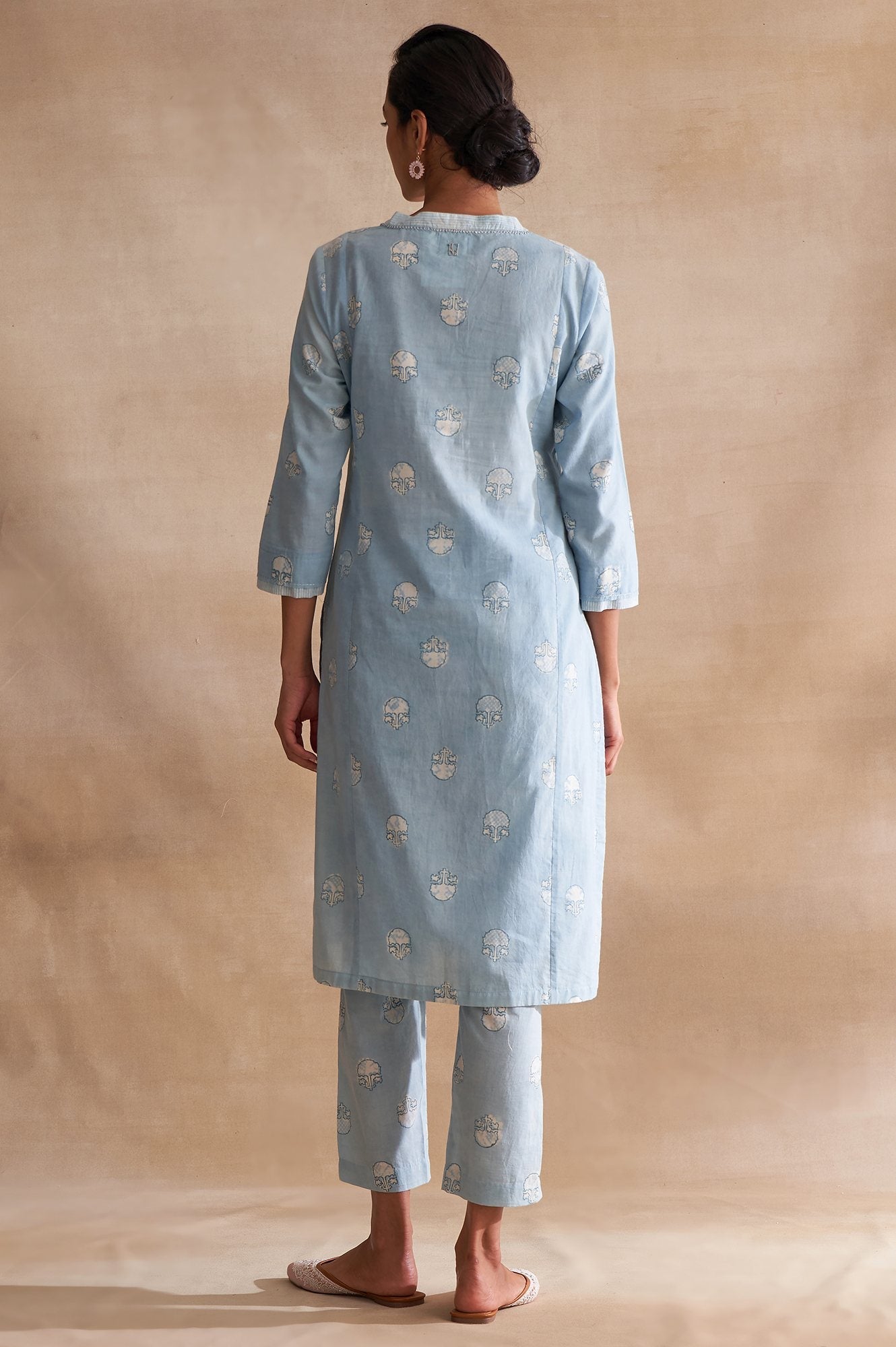 Light Blue Handblock Dabu Print kurta