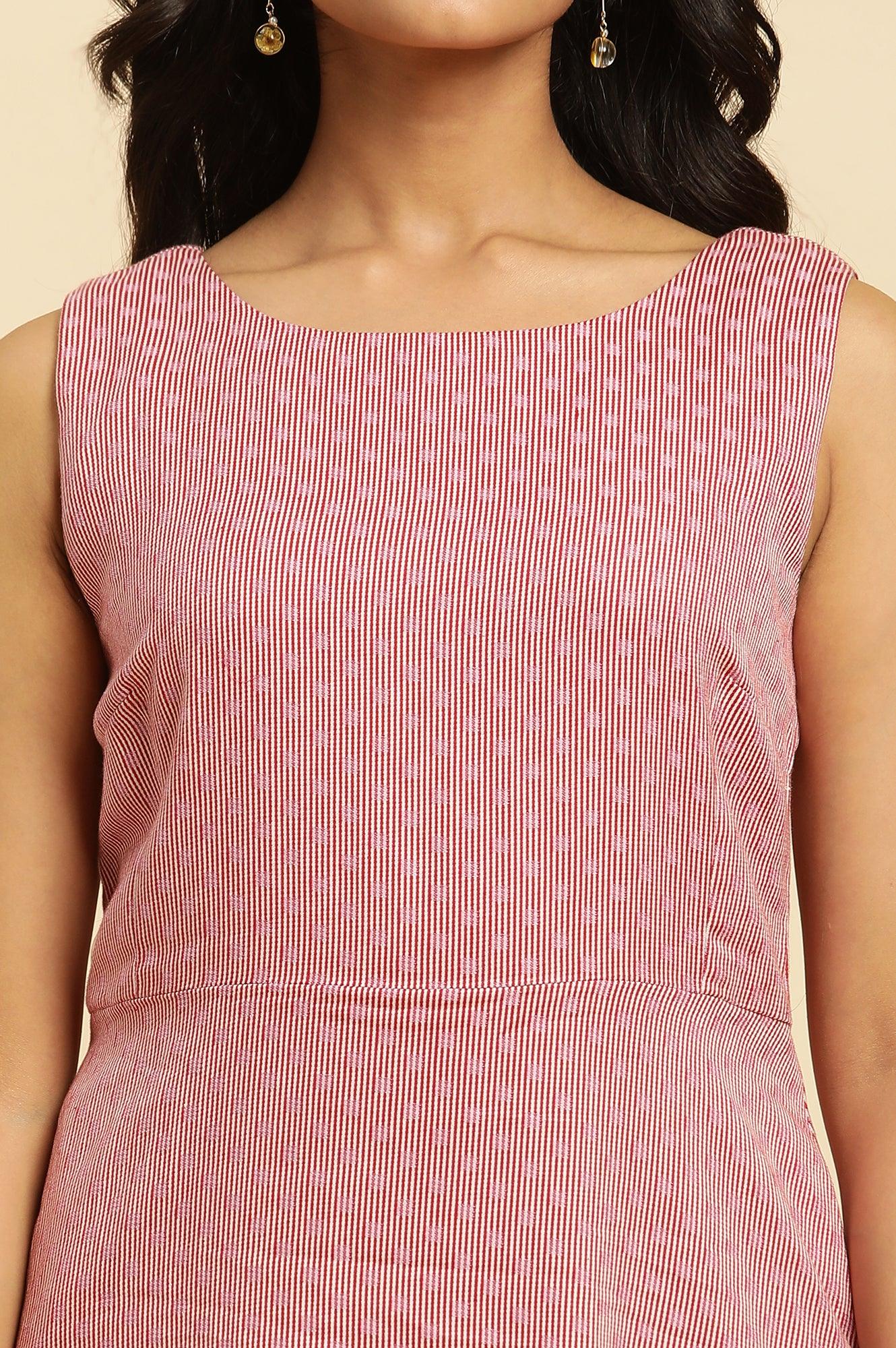 Pink Cotton Dobby Stripe Dress - wforwoman