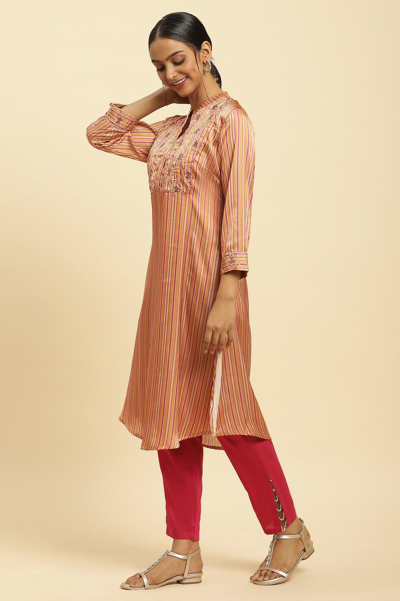 Bright Multi-Coloured Embroidered Kurta - wforwoman