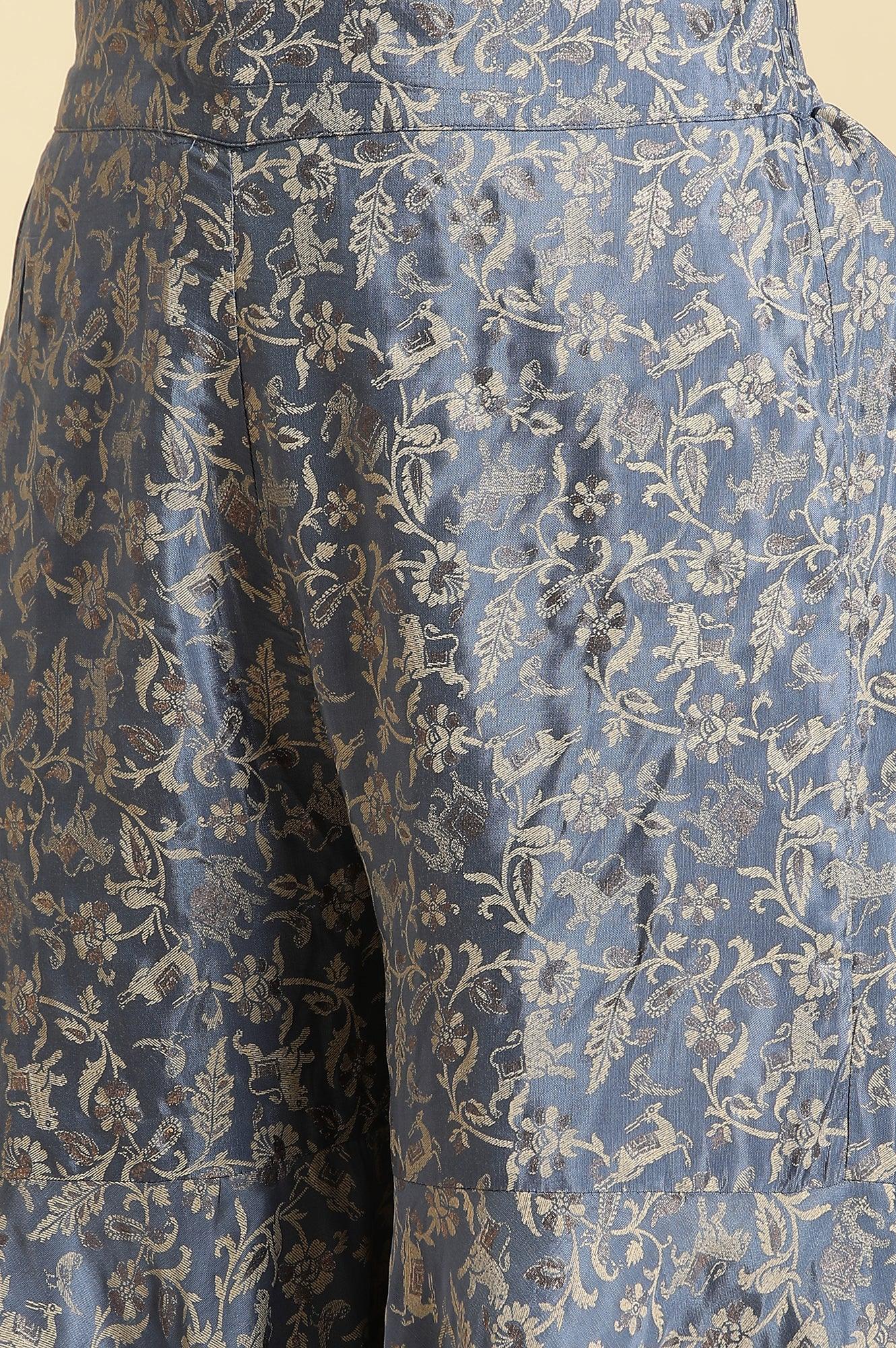 Blue Printed Festive Sharara - wforwoman