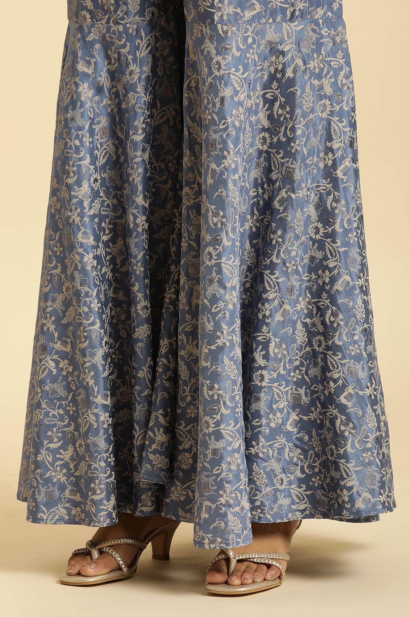 Blue Printed Festive Sharara - wforwoman