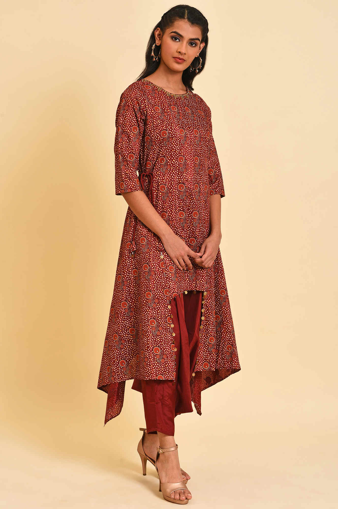 Rosewood Red Fusion Layered Jumpsuit