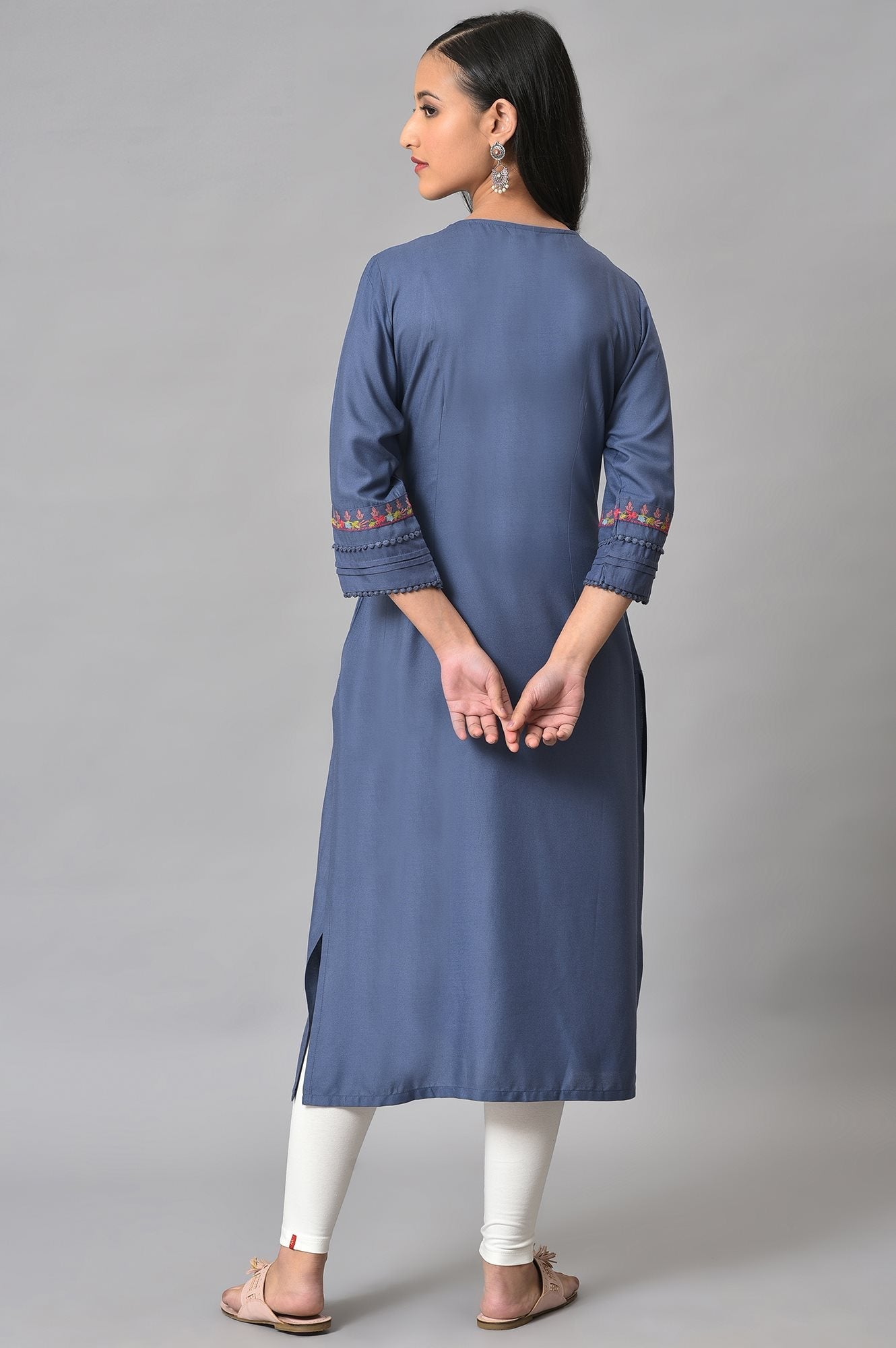 Blue Embroidered Yoke Plus Size kurta