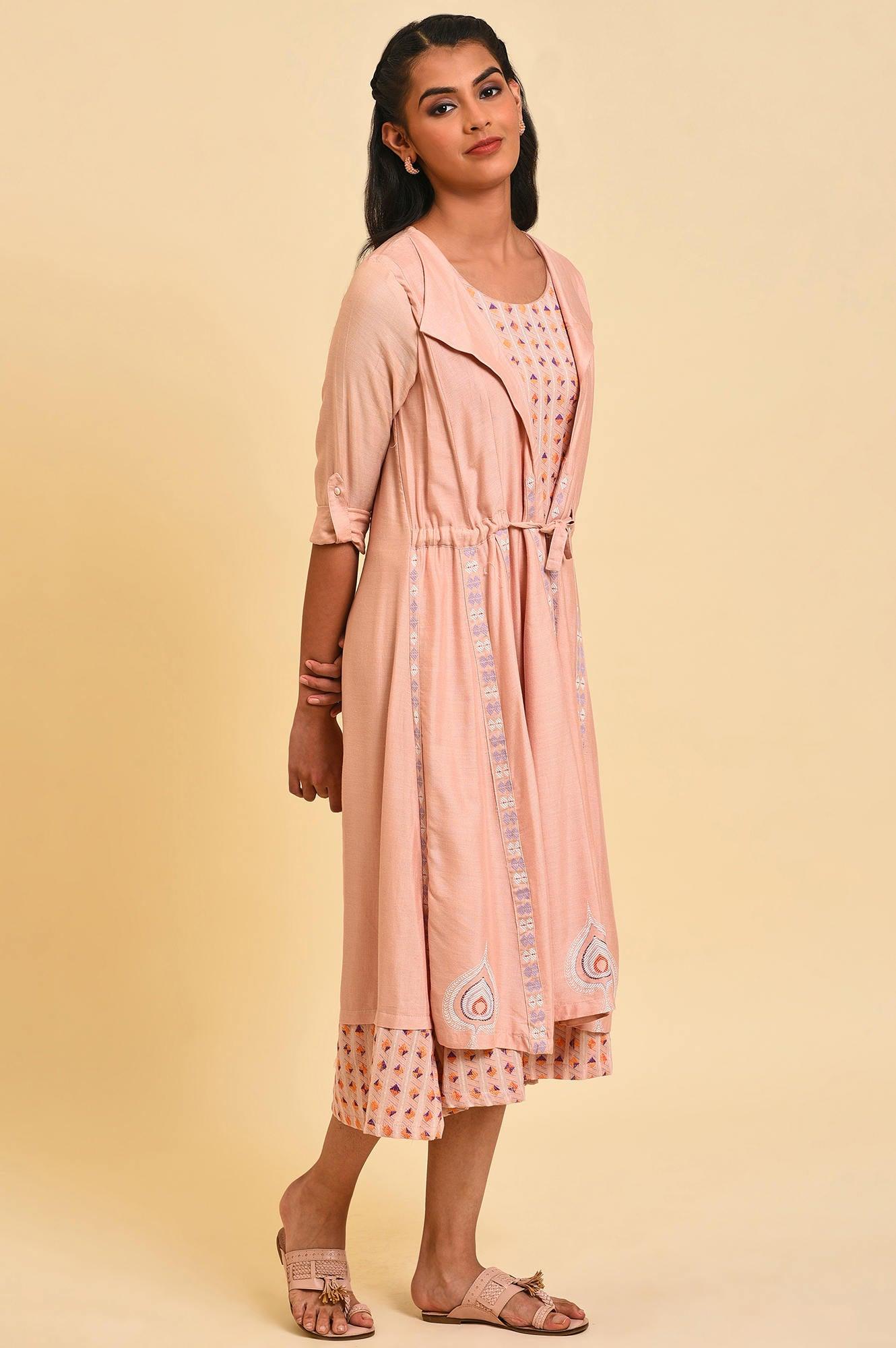 Dusty Pink Mock Layered Dress - wforwoman