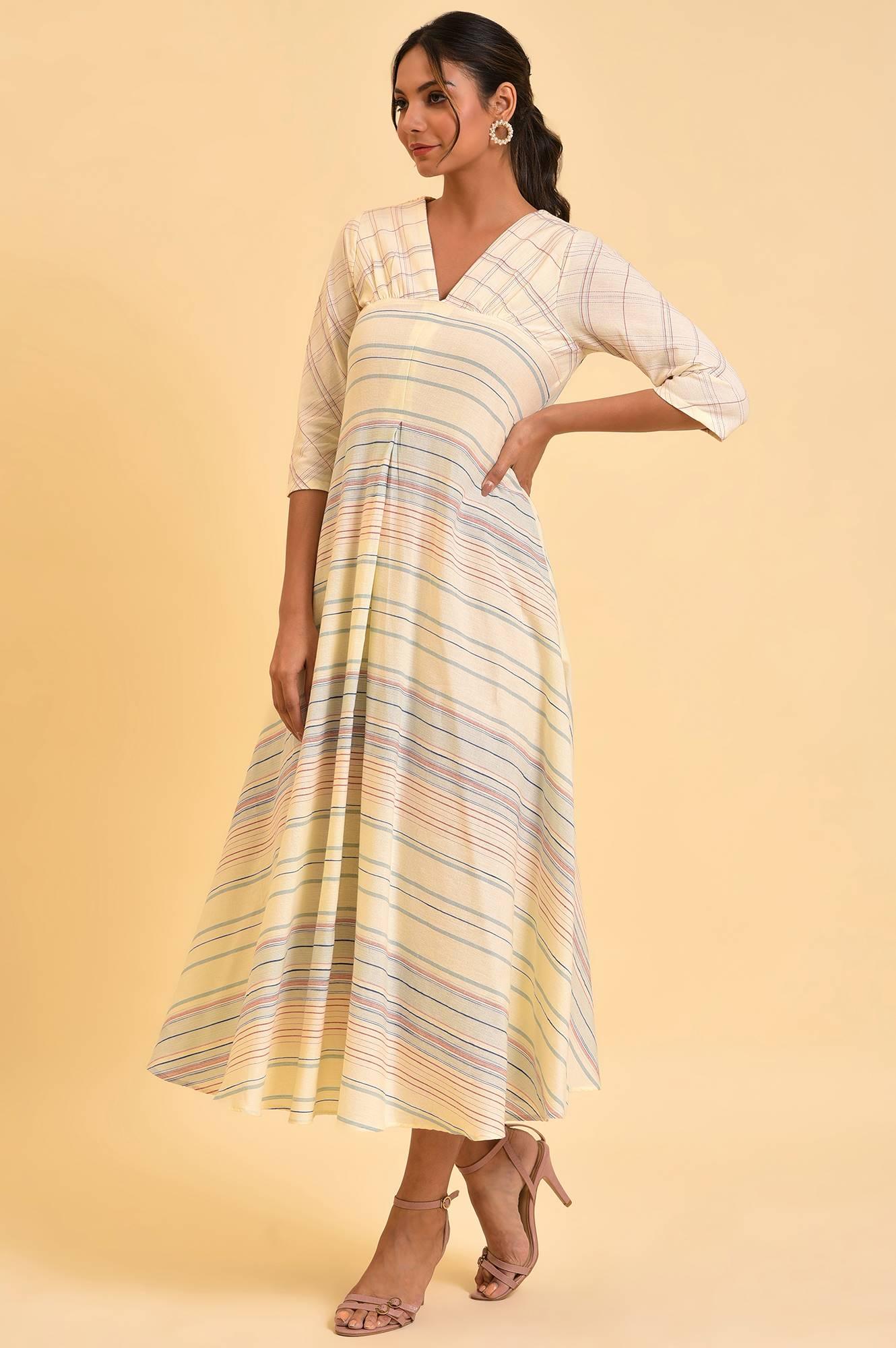 Ecru Summer Maxi Dress With Stylized Back - wforwoman