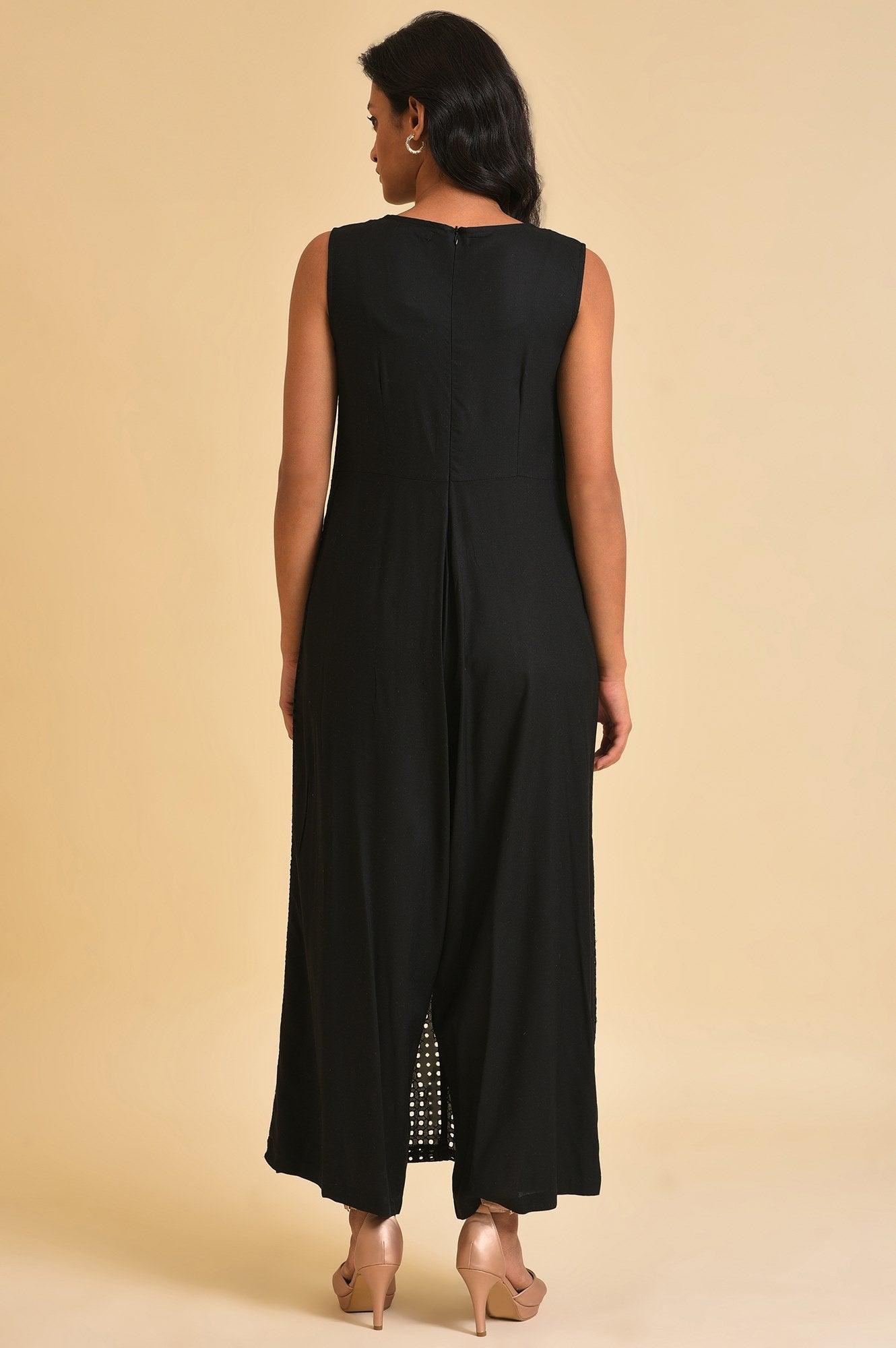 Black Schiffli Jumpsuit - wforwoman