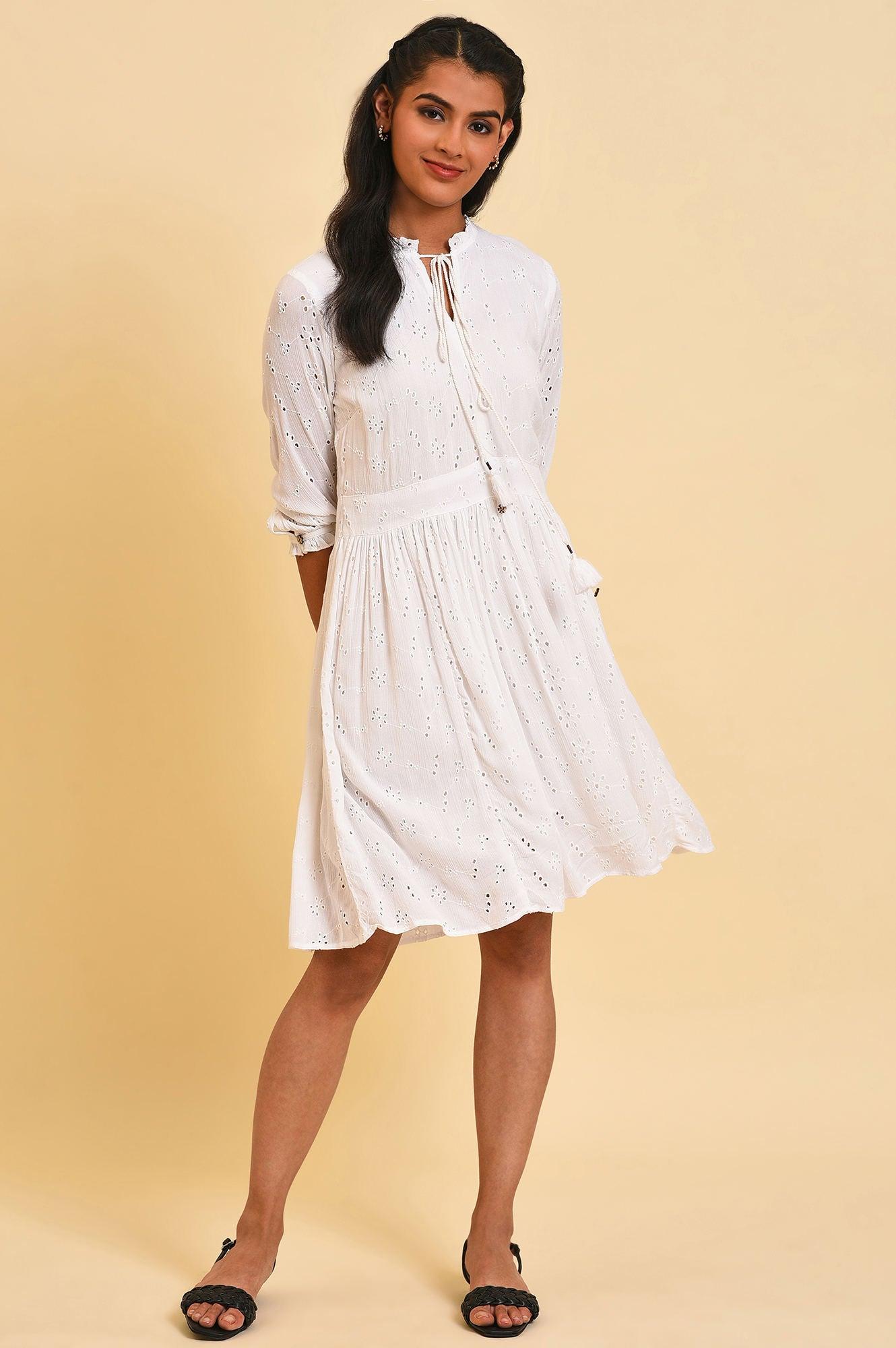 White Schiffli Summer Dress - wforwoman