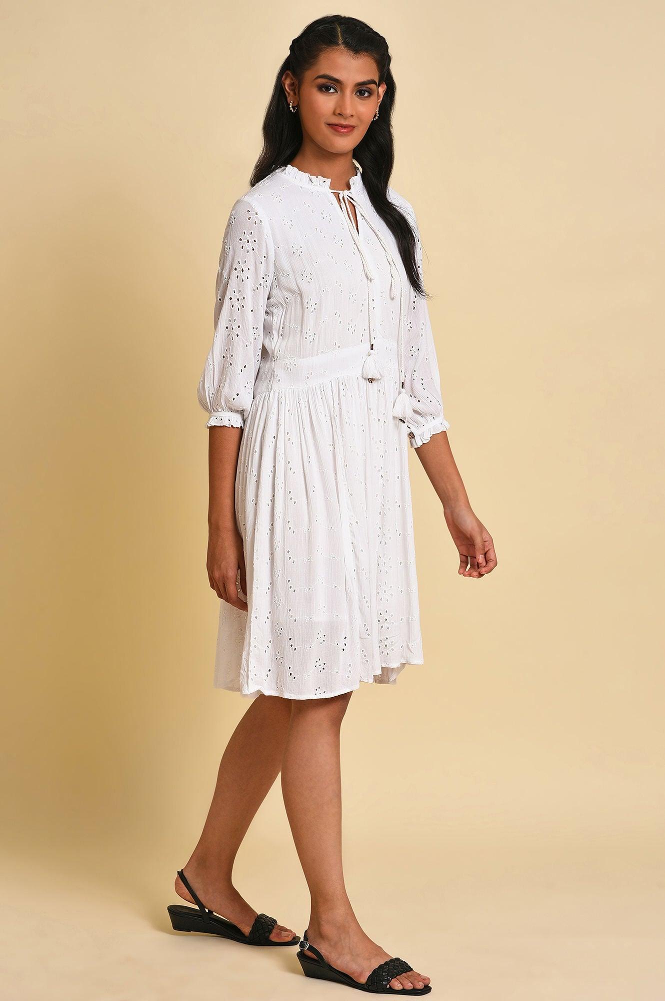 White Schiffli Summer Dress - wforwoman