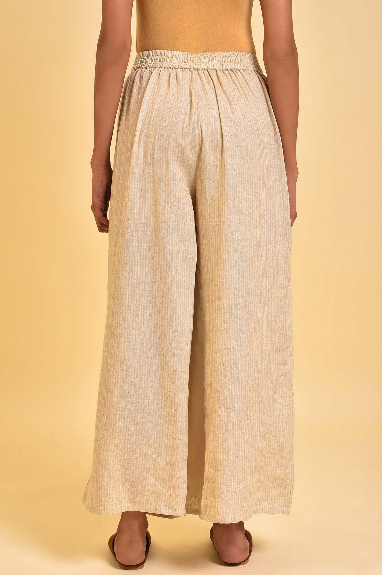 Beige Front Overlap Pants - wforwoman