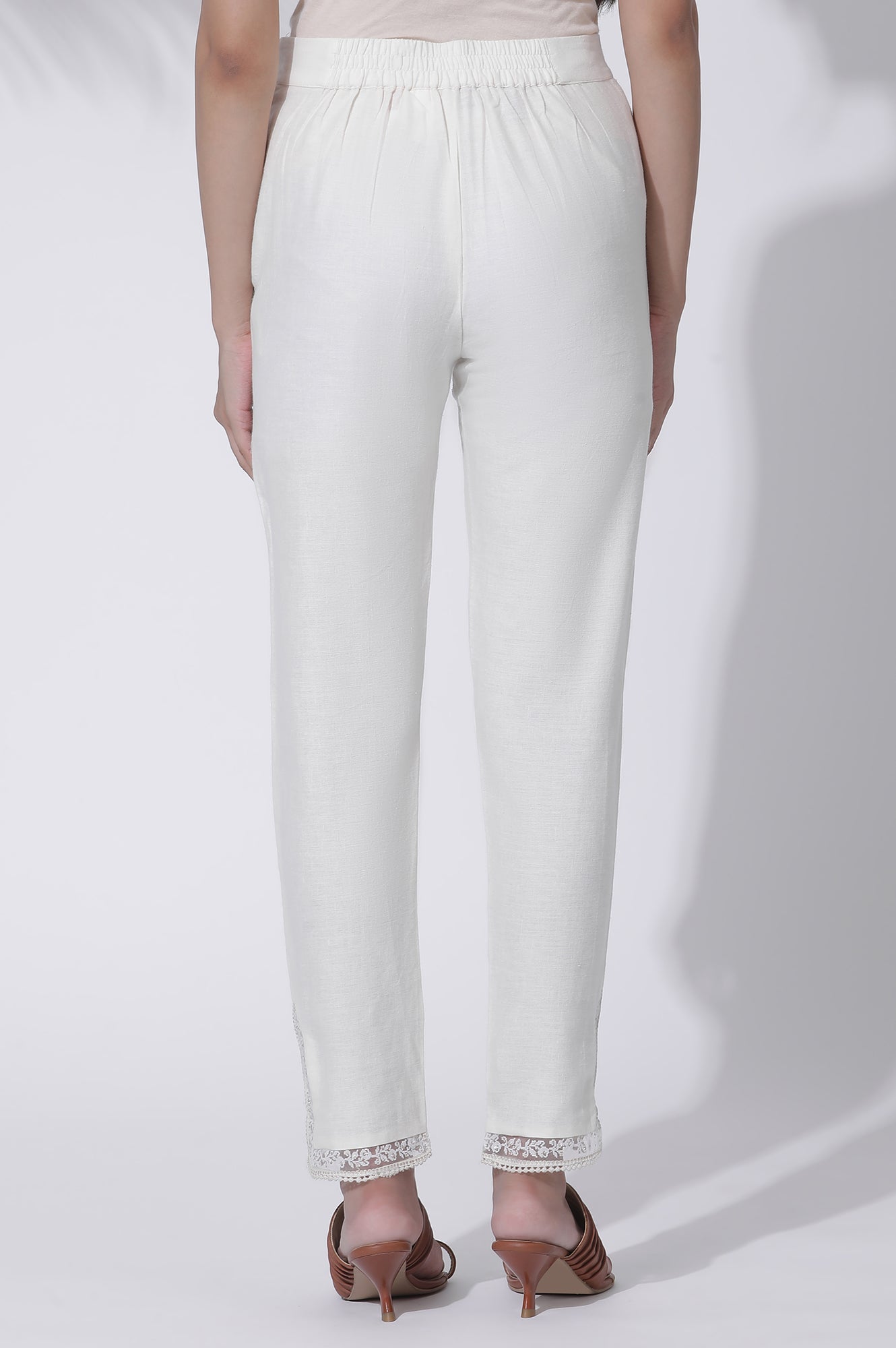 Ecru Rayon A-line Kurta and Slim Pant Set