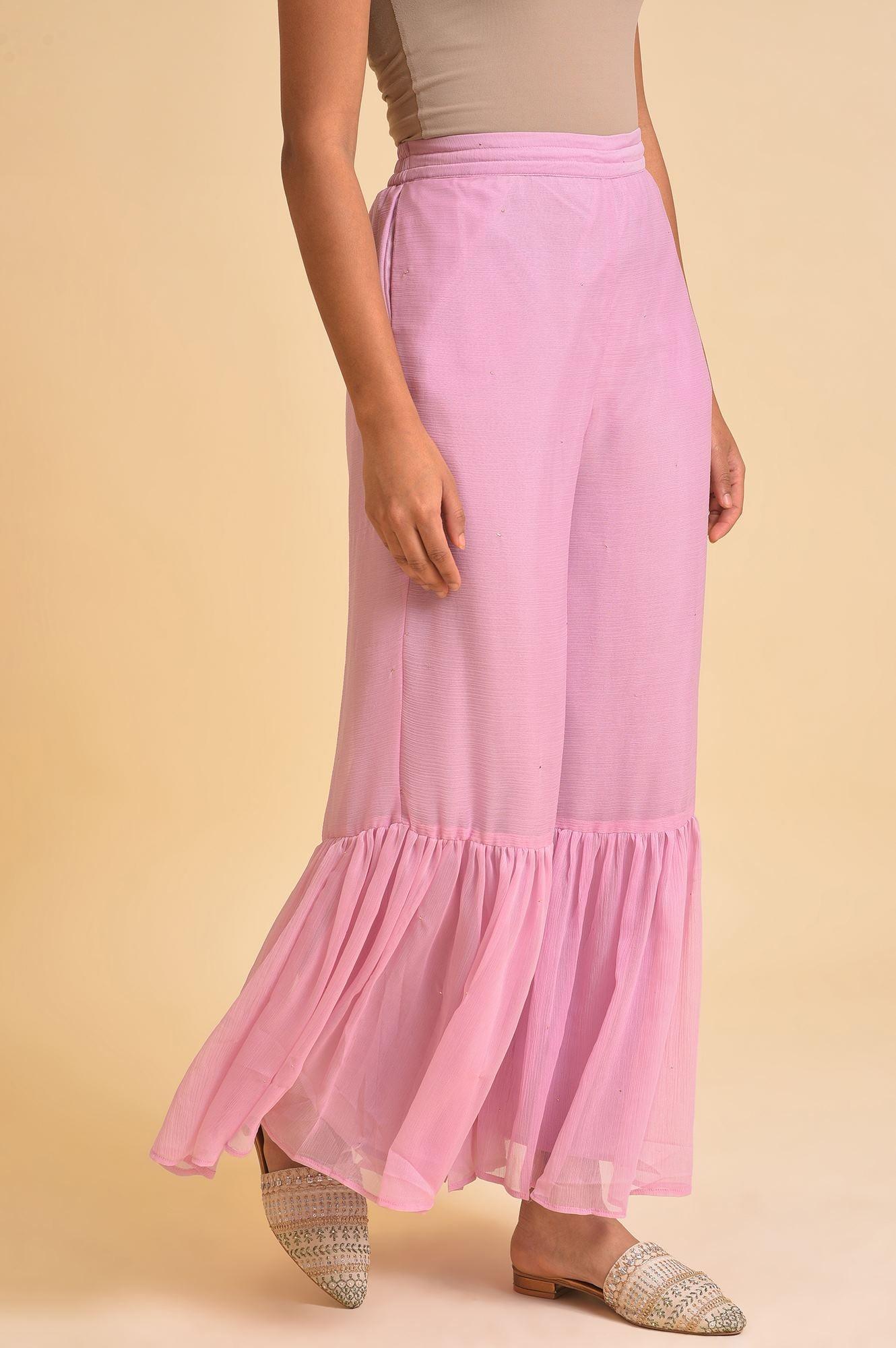 Light Purple Solid Flared Sharara - wforwoman