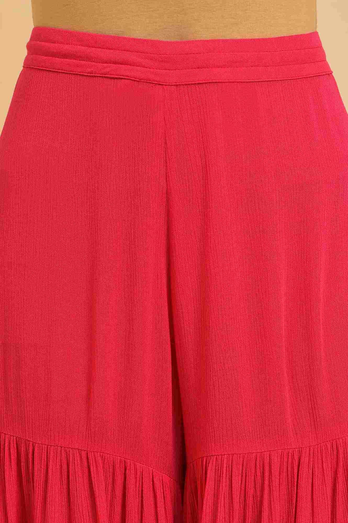 Pink Tiered Solid Sharara - wforwoman