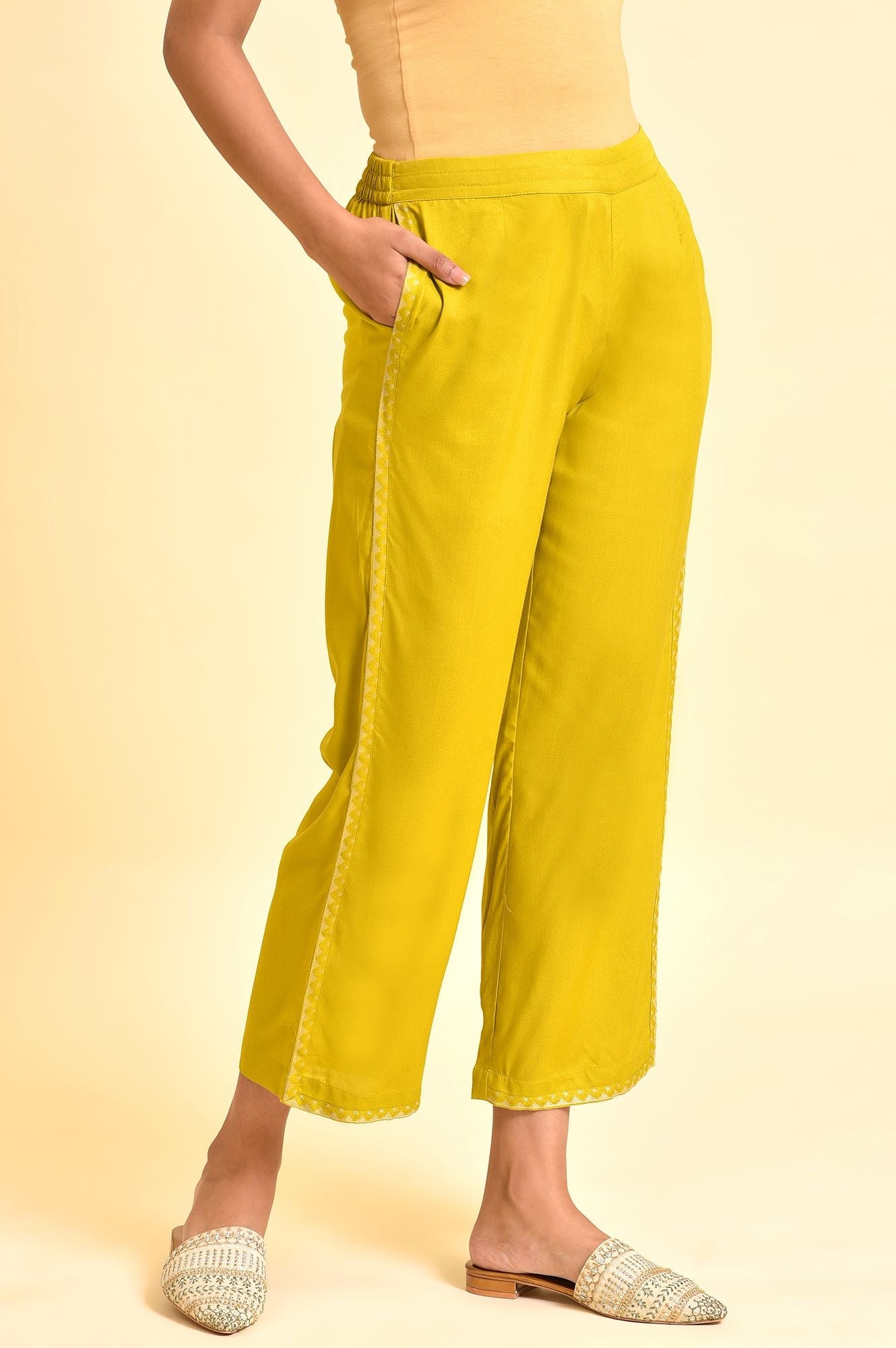 Light Green Floral Printed Lace Rayon Straight Kurta and Straight Pant Set