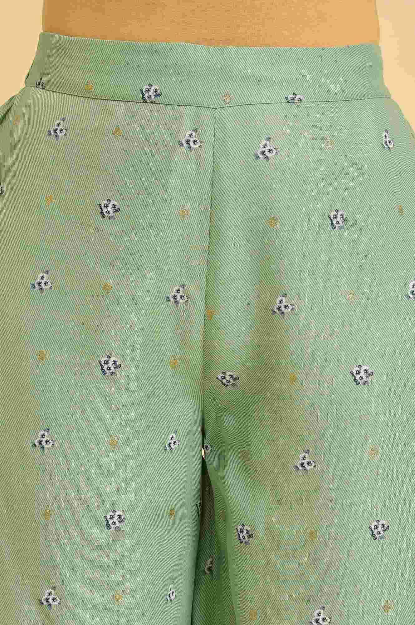 Light Green Printed kurta, Parallel Pants & Dupatta Set - wforwoman