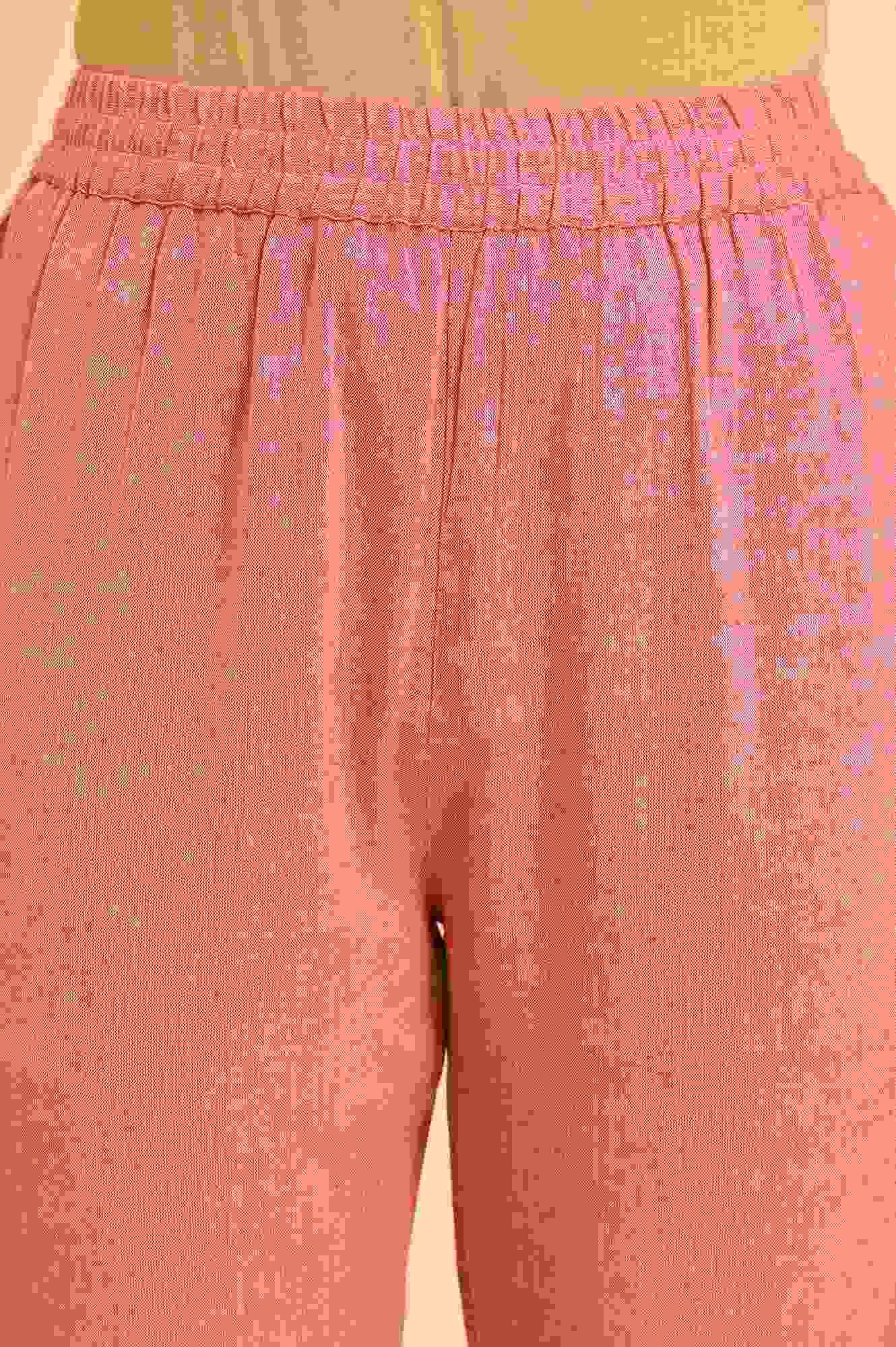 Red Cotton Pleated Sleeveless kurta & Pants Co-Ord Set - wforwoman