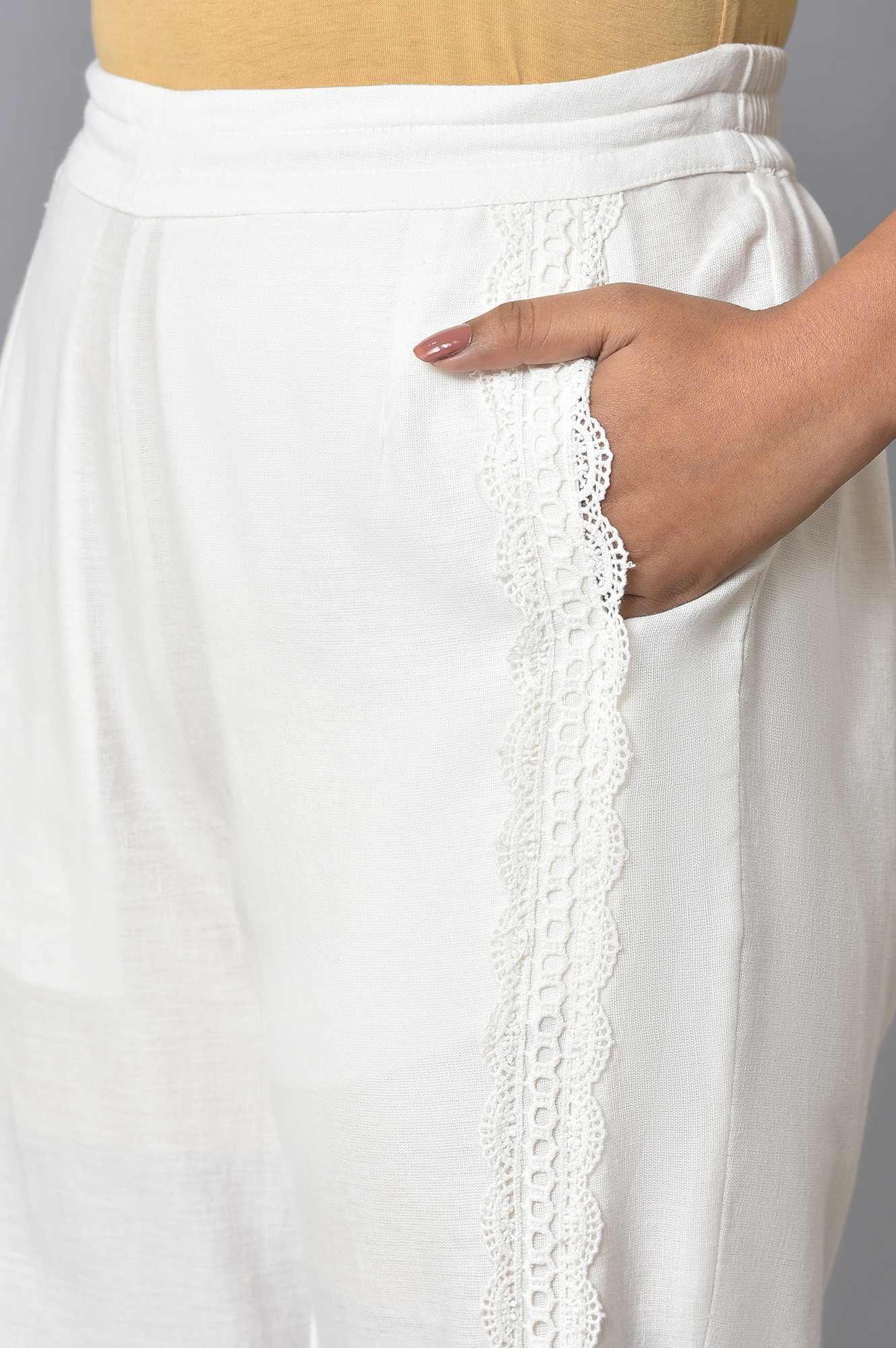 Ecru Floral Printed Straight kurta Set - wforwoman