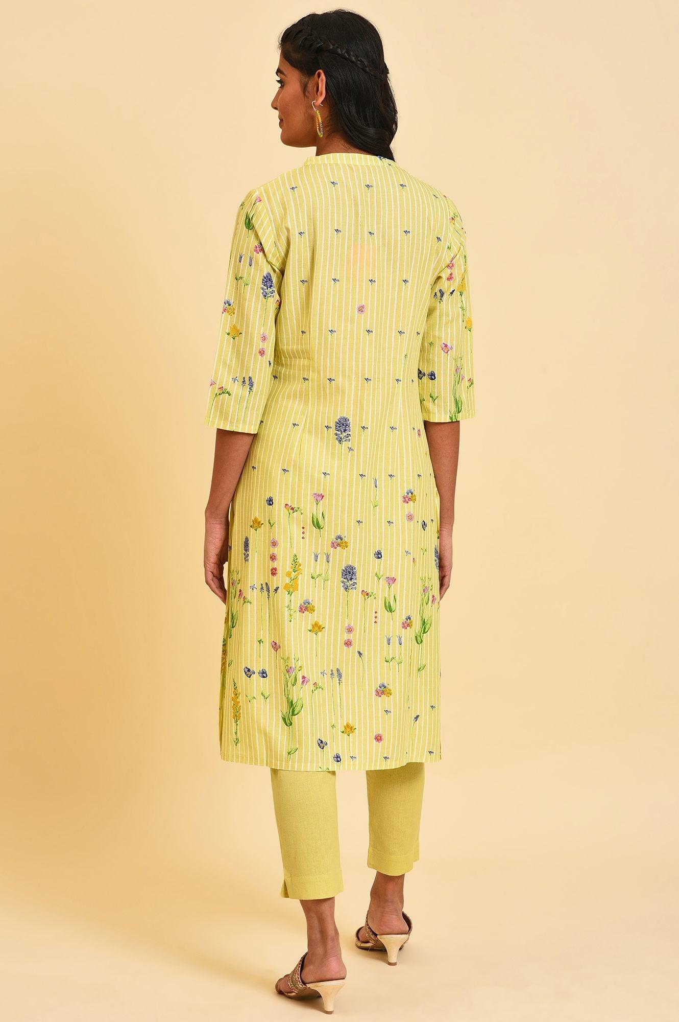 Green Floral Print Summer kurta Set - wforwoman