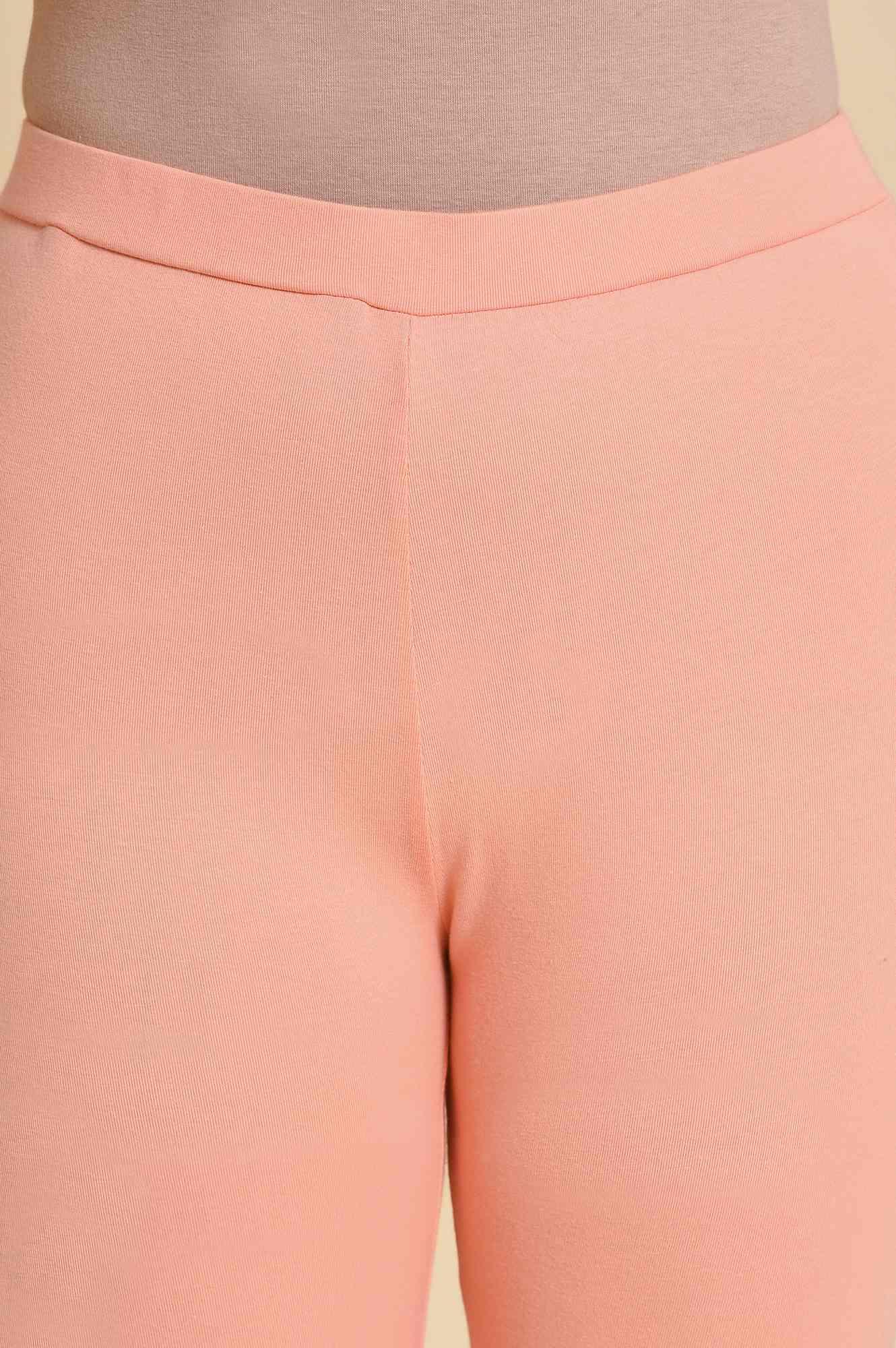 Peach Glitter Printed kurta Set - wforwoman