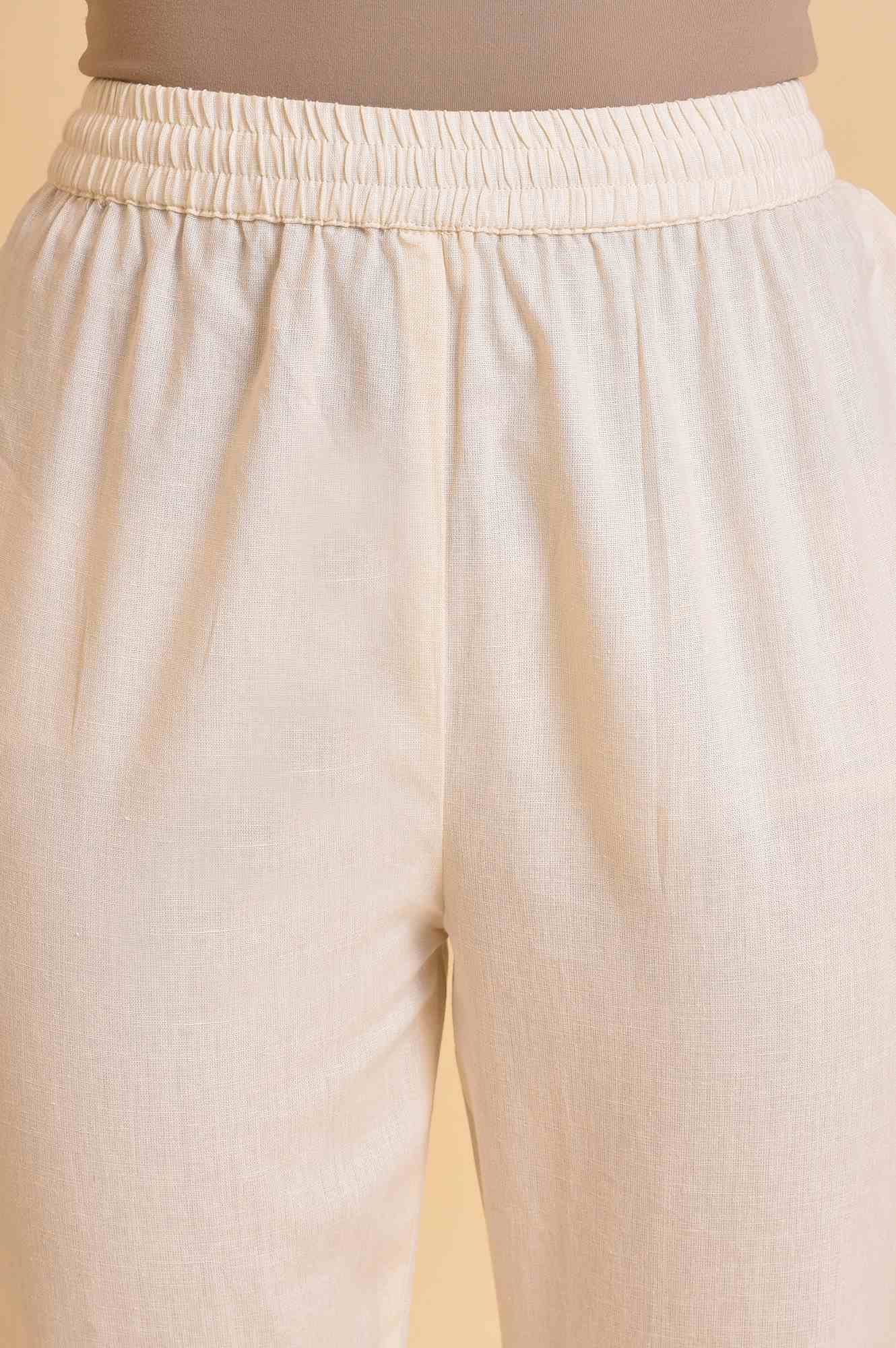 Ecru Embroidered kurta & Pants Set