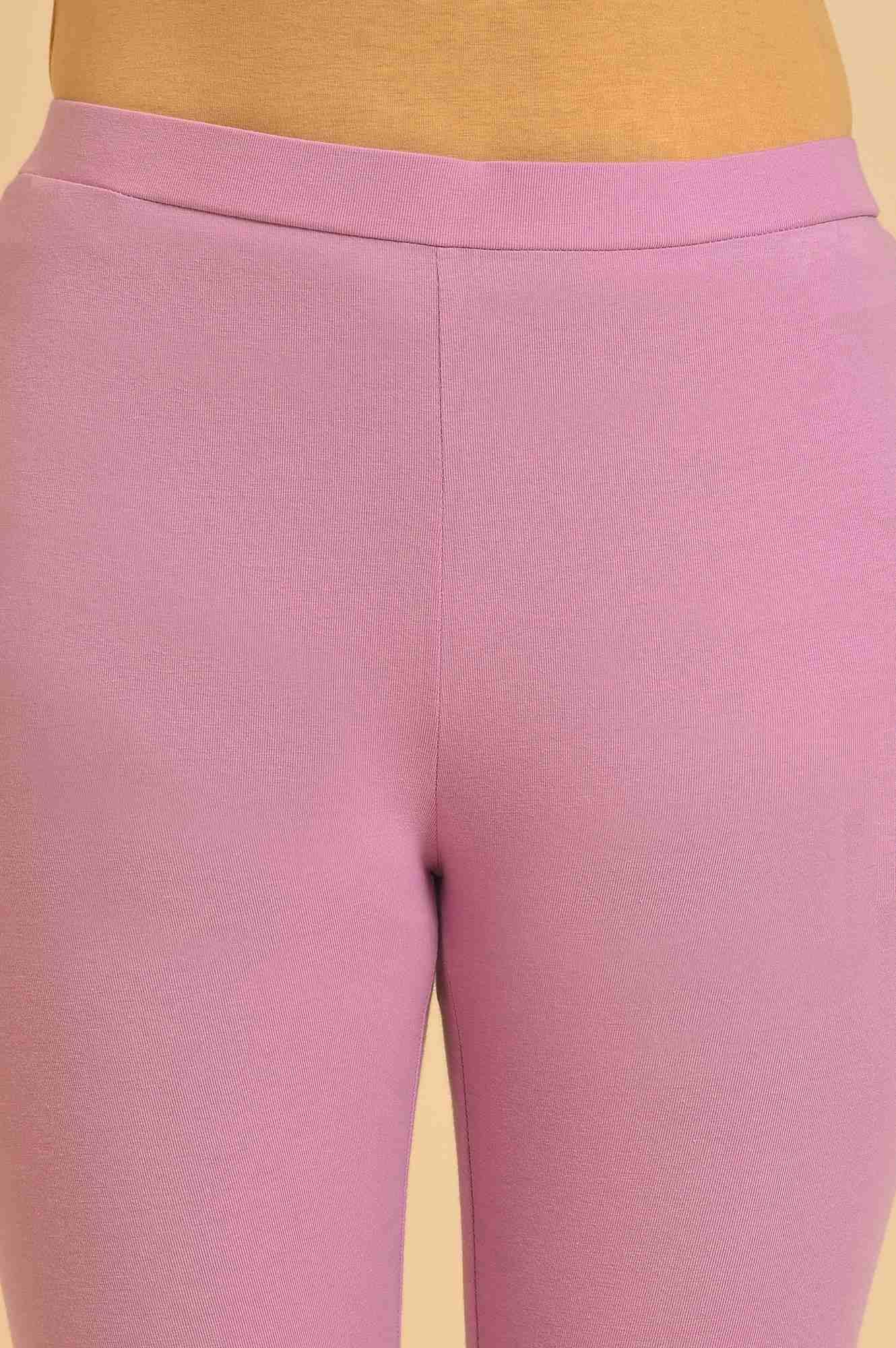 Light Purple Printed kurta, Tights & Dupatta Set - wforwoman