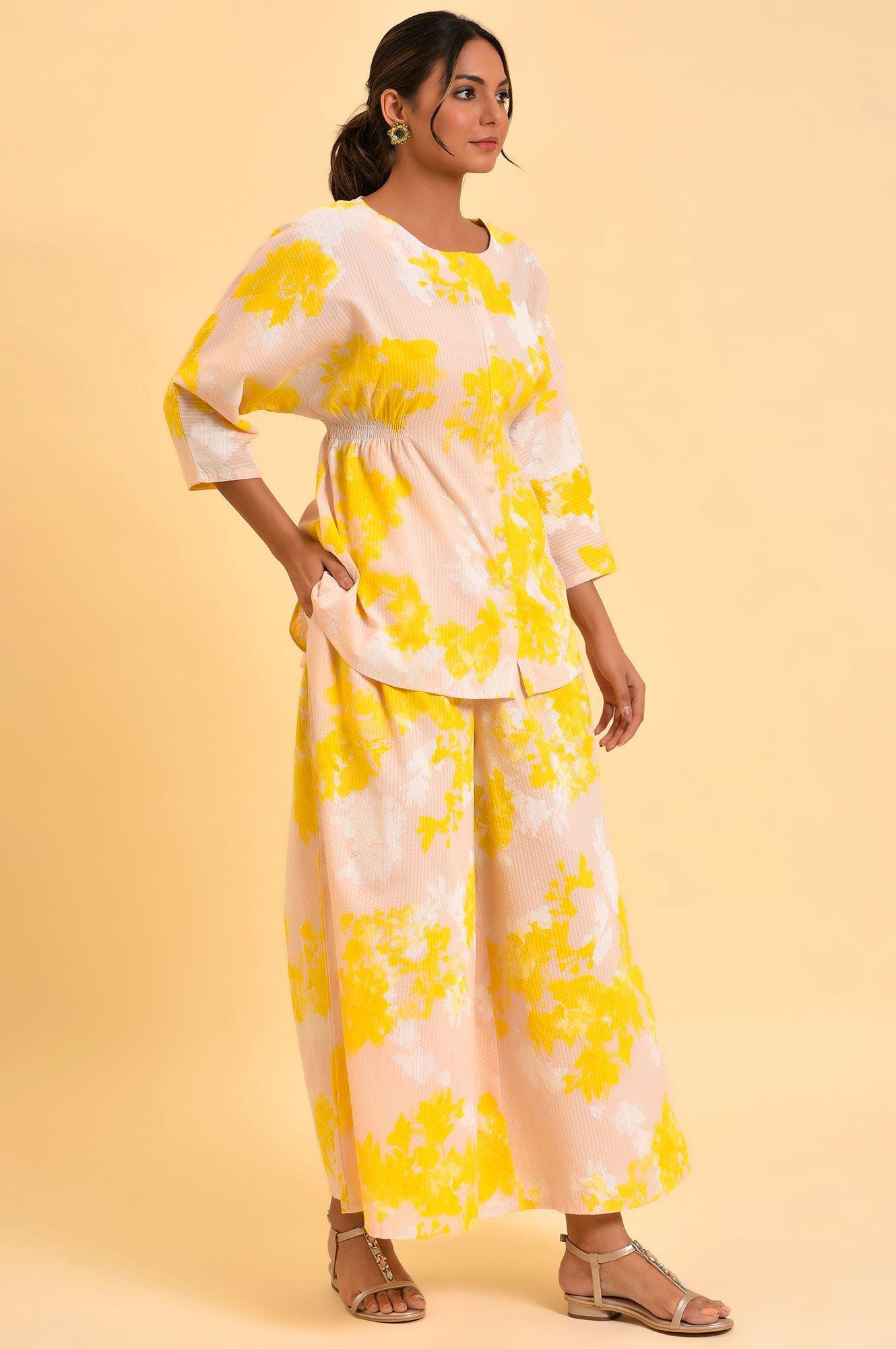 Pink Floral Printed Top & Flared Pants Set - wforwoman