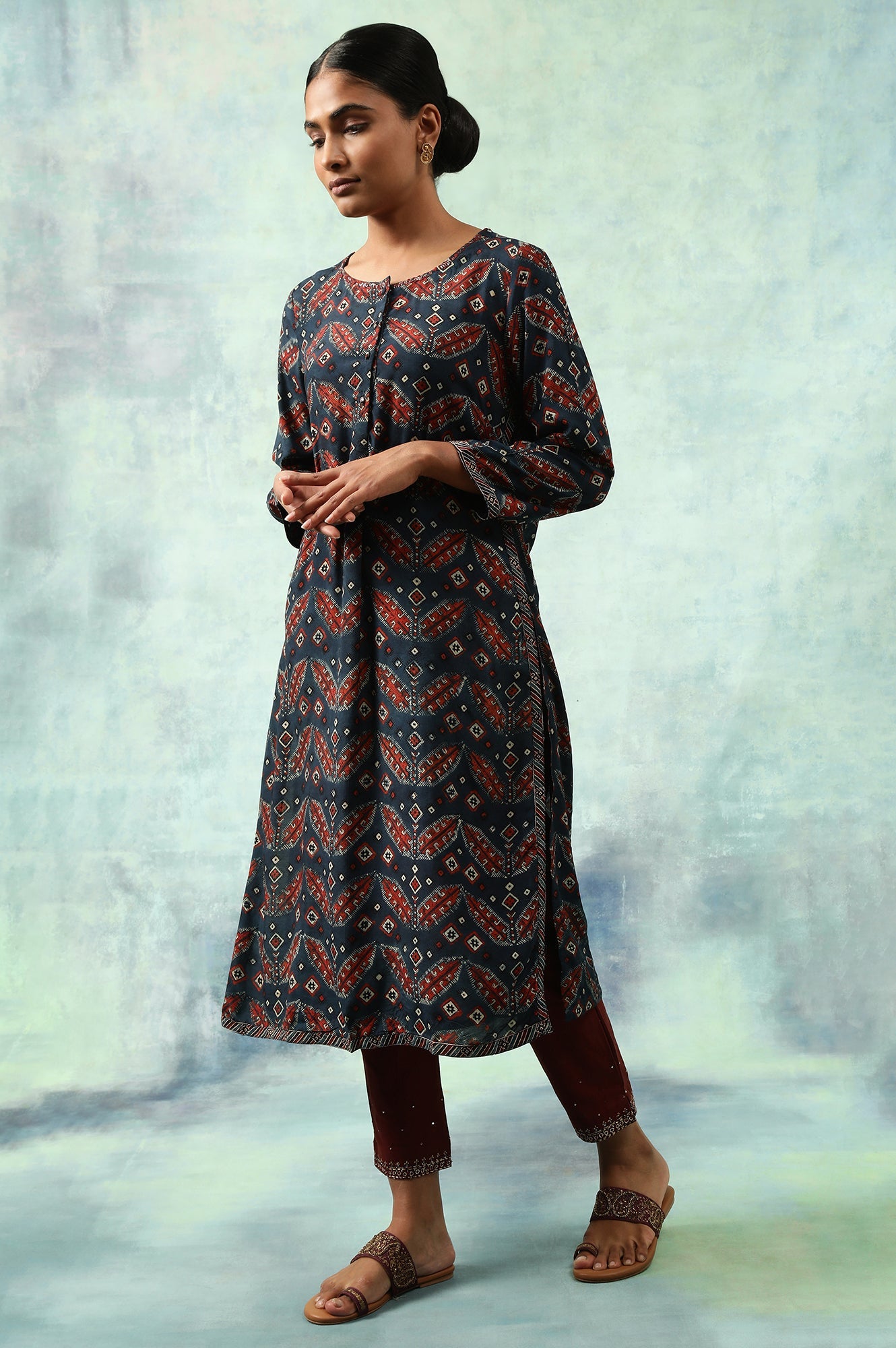 Indigo Blue Ajrakh Print kurta