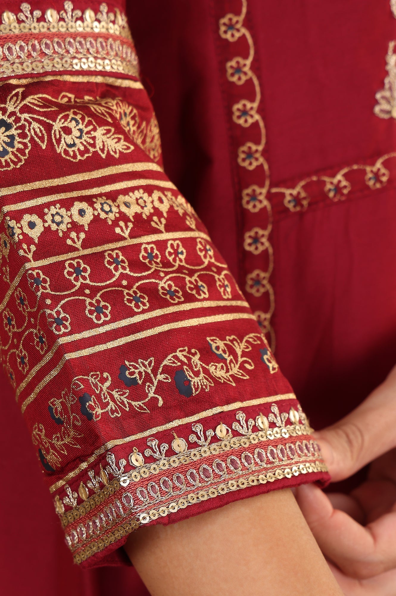 Deep Red Embroidered Anarkali Dress - wforwoman