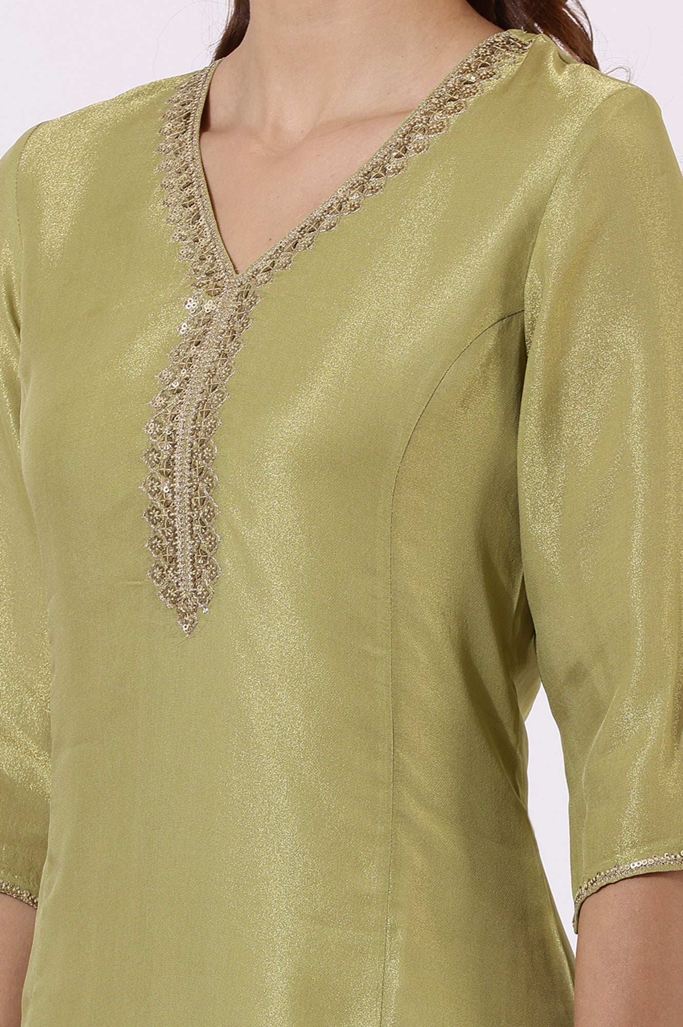 Green Solid Straight Kurta