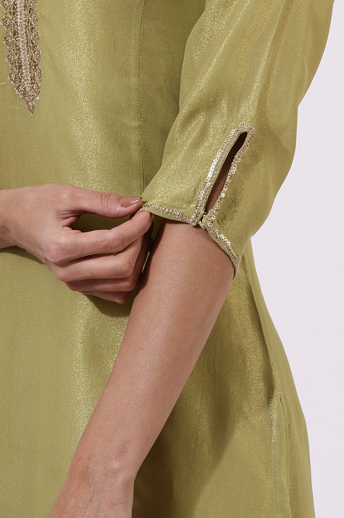 Green Solid Straight Kurta