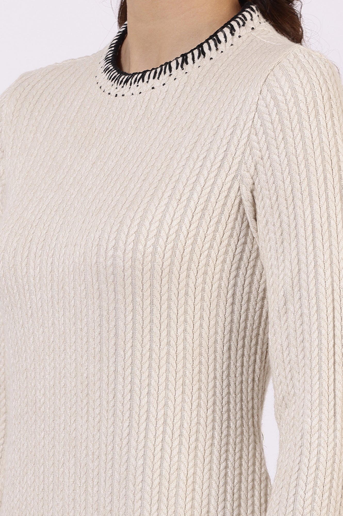 White Yarn Dyed Rayon Flarred Dresses