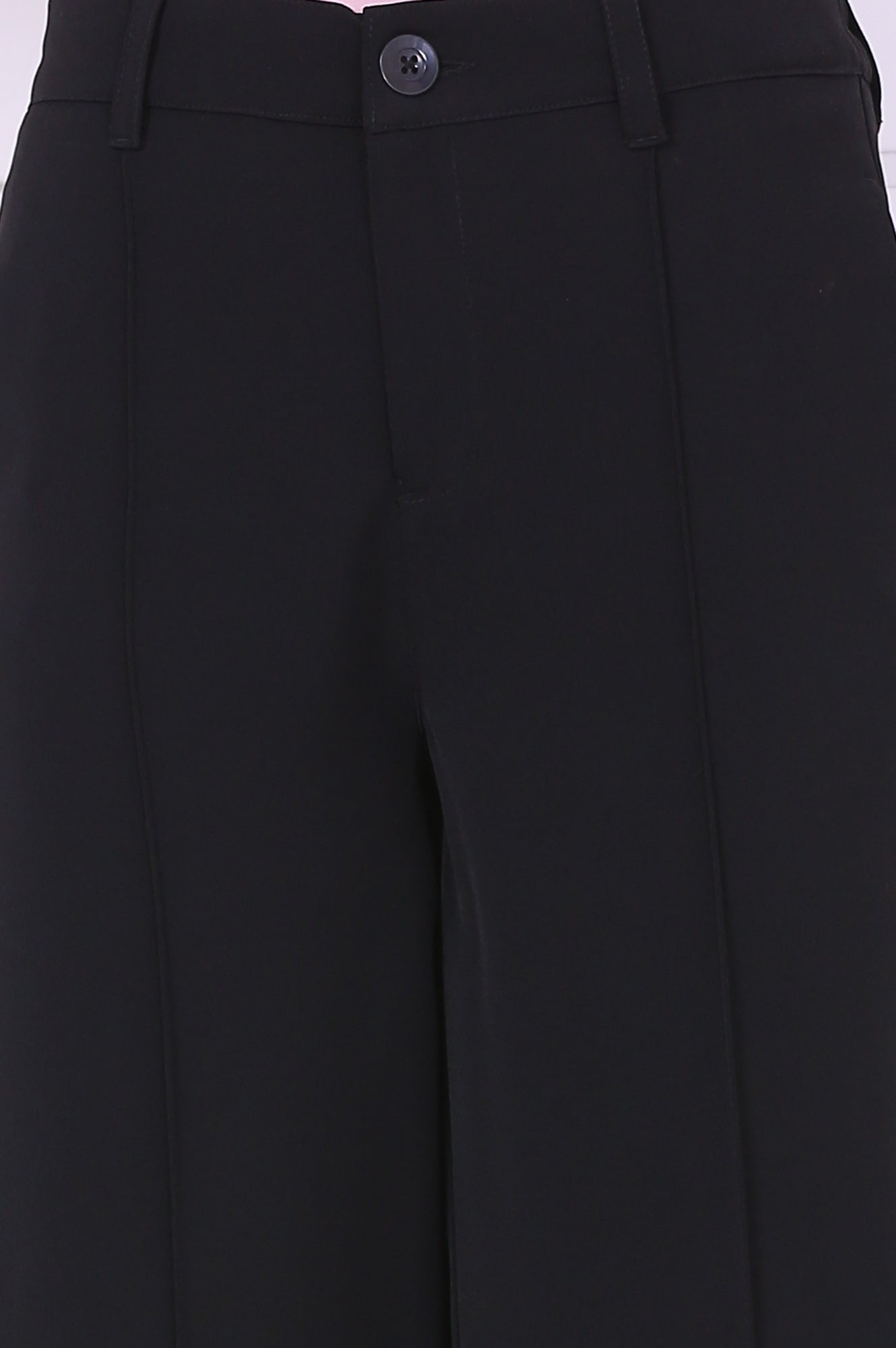 Black Solid Calf Length Culottes