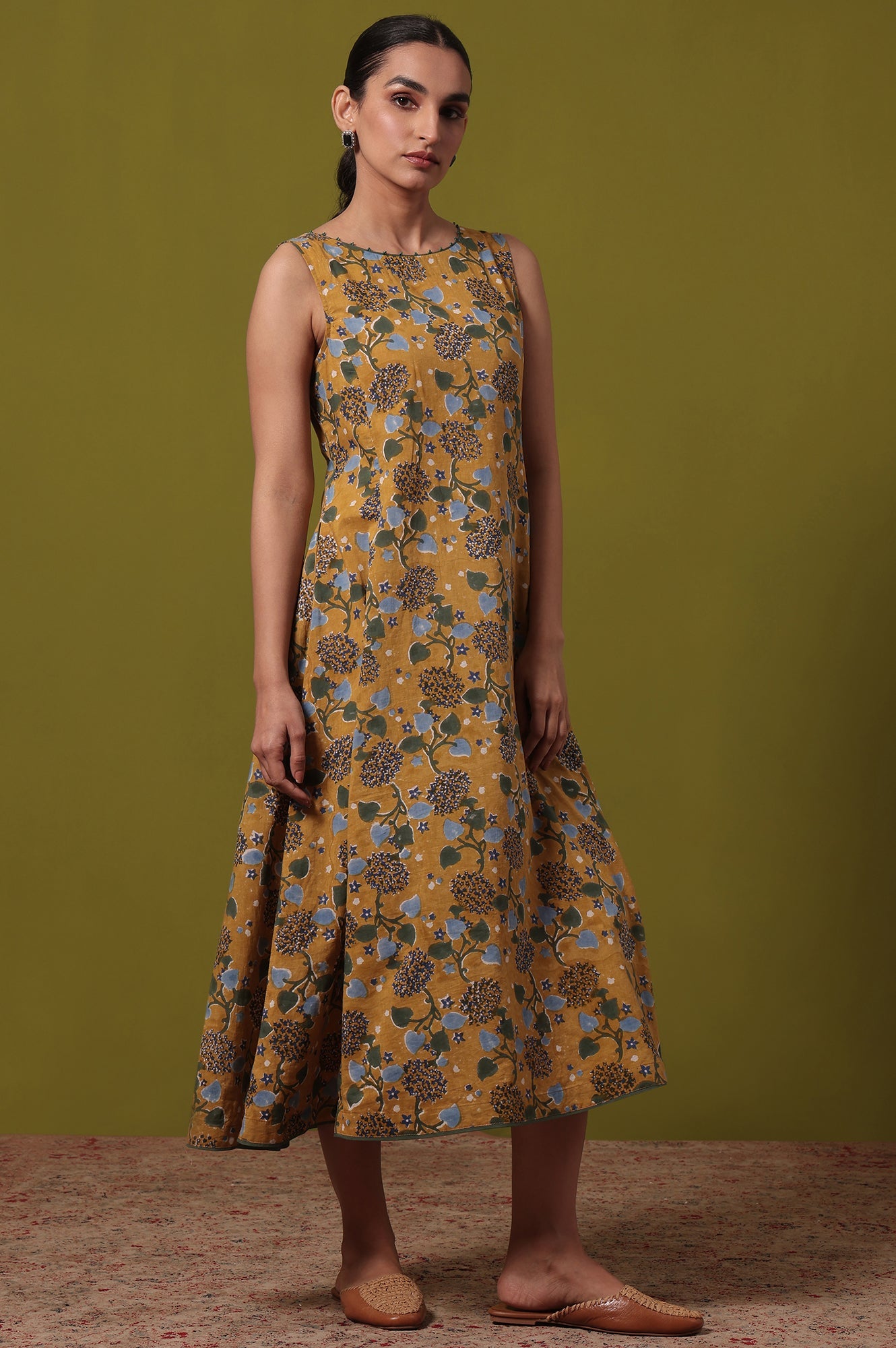 Floral Printed Flared Pure Cotton Dress