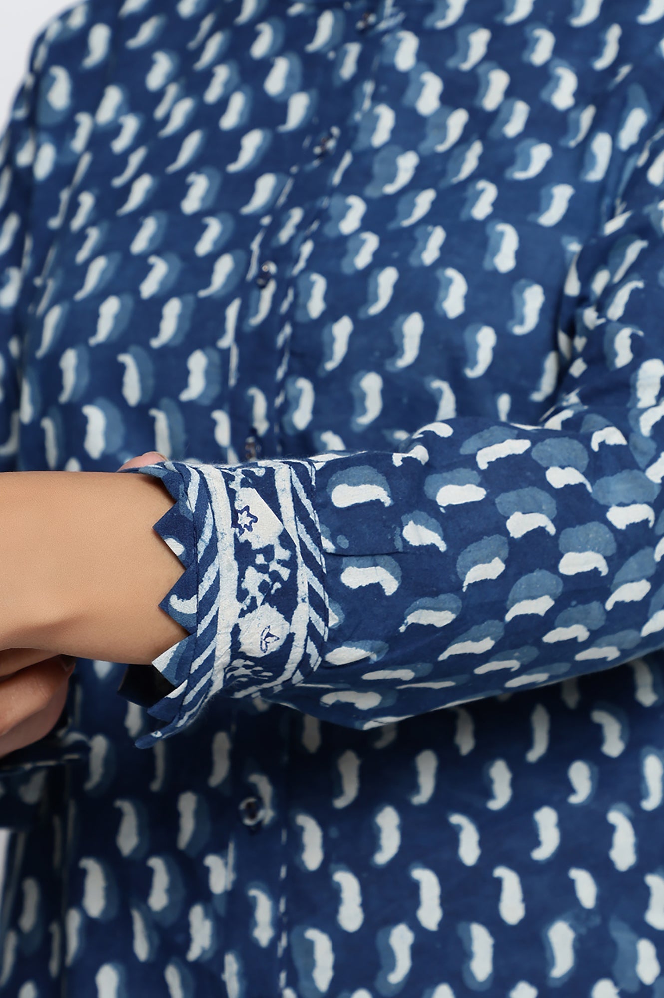 Indigo Printed Pure Cotton Straight Top