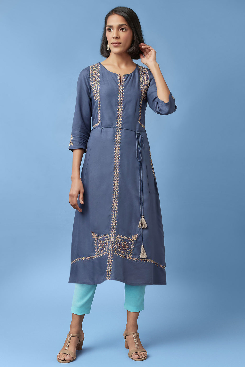 Buy Blue Viscose Dress Set for Women Online