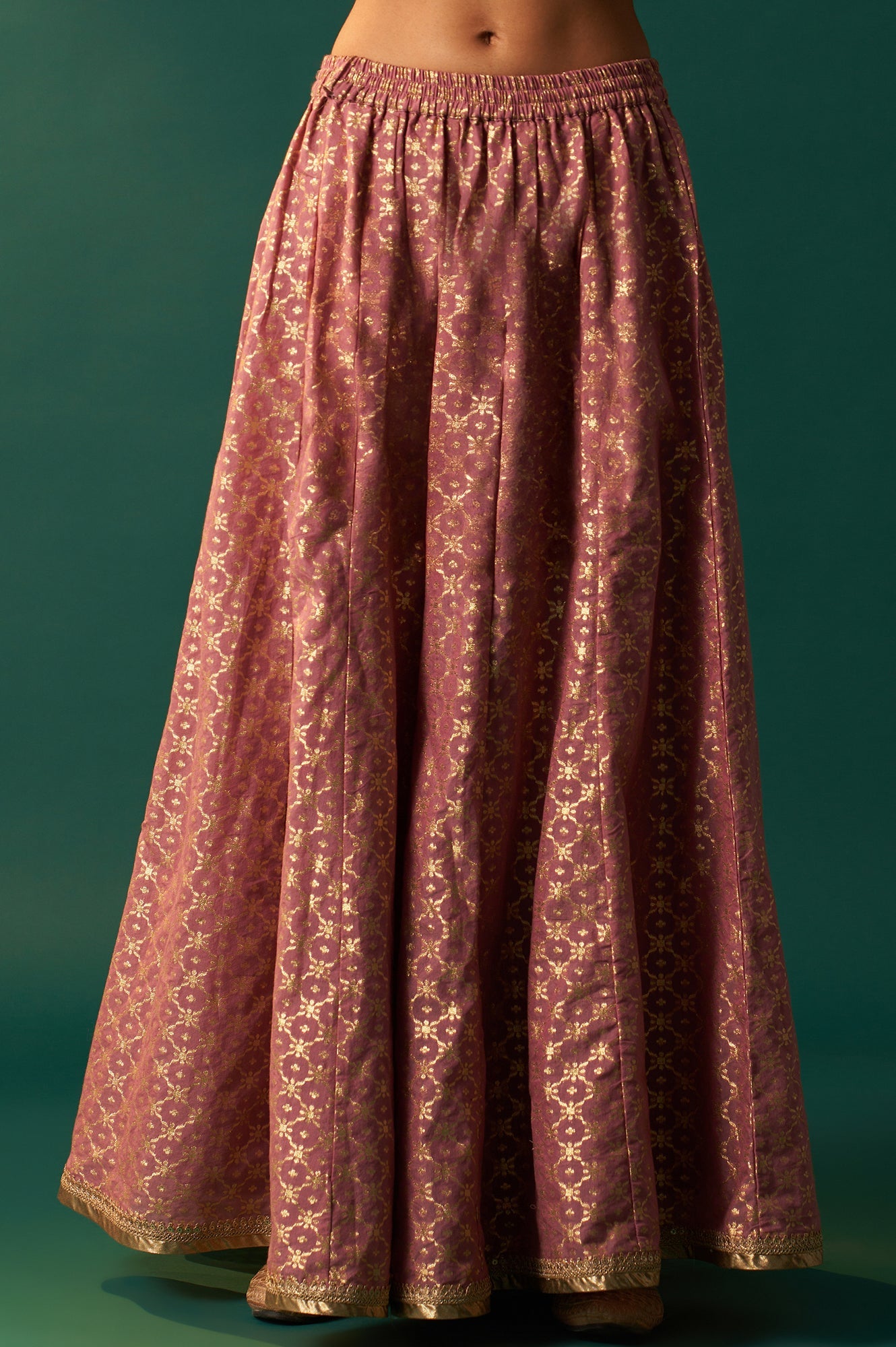 Yellow Embroidered Jacquard Straight Festive Kurta with Culotte and Dupatta Set