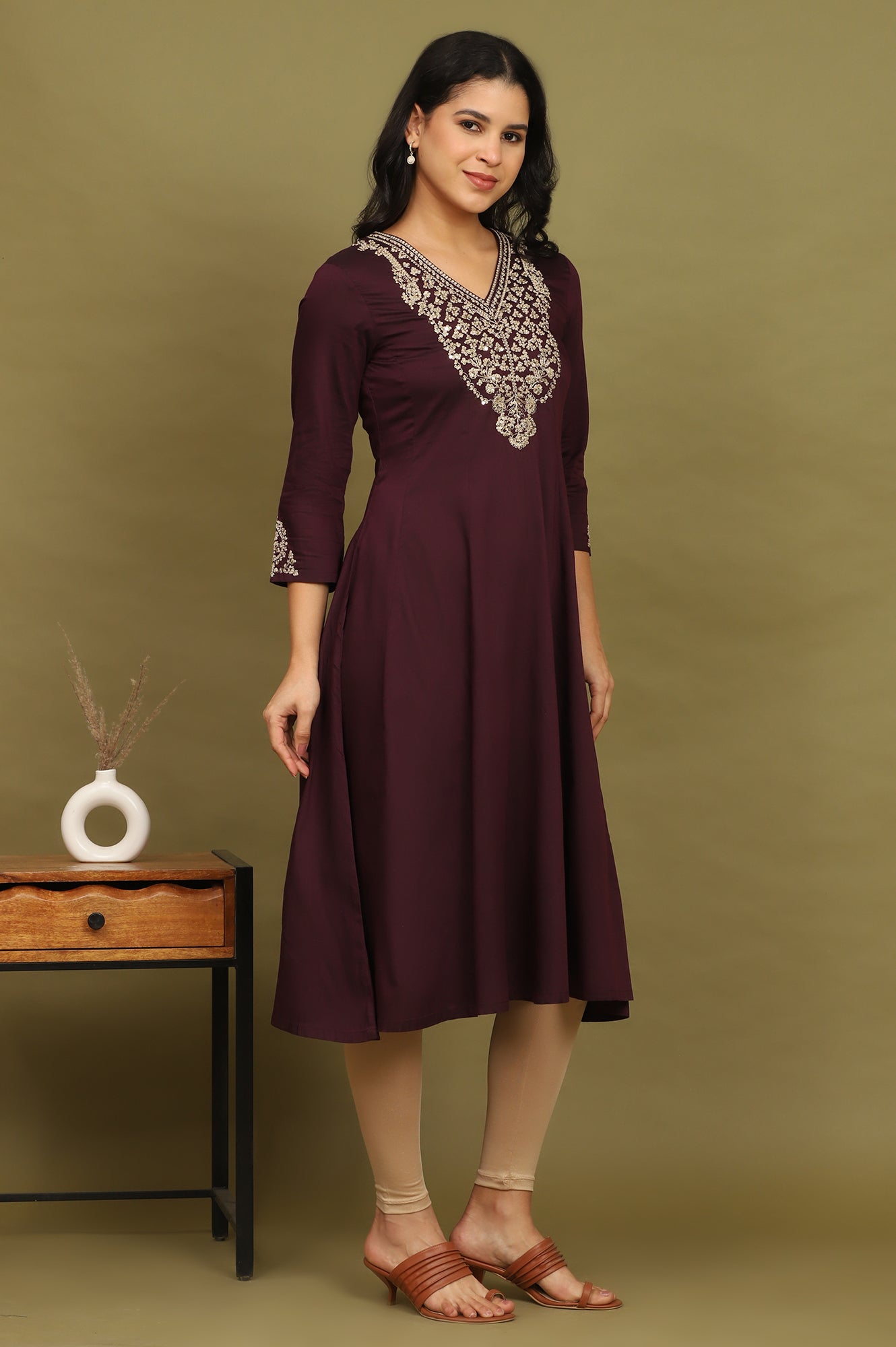 Purple Zari Embroidered Anarkali Kurta