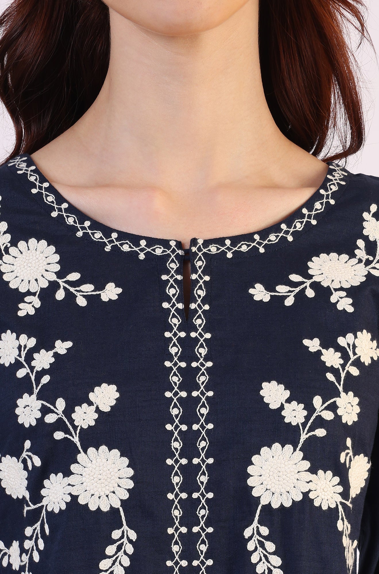 Embroidered Flared Pure Cotton Top