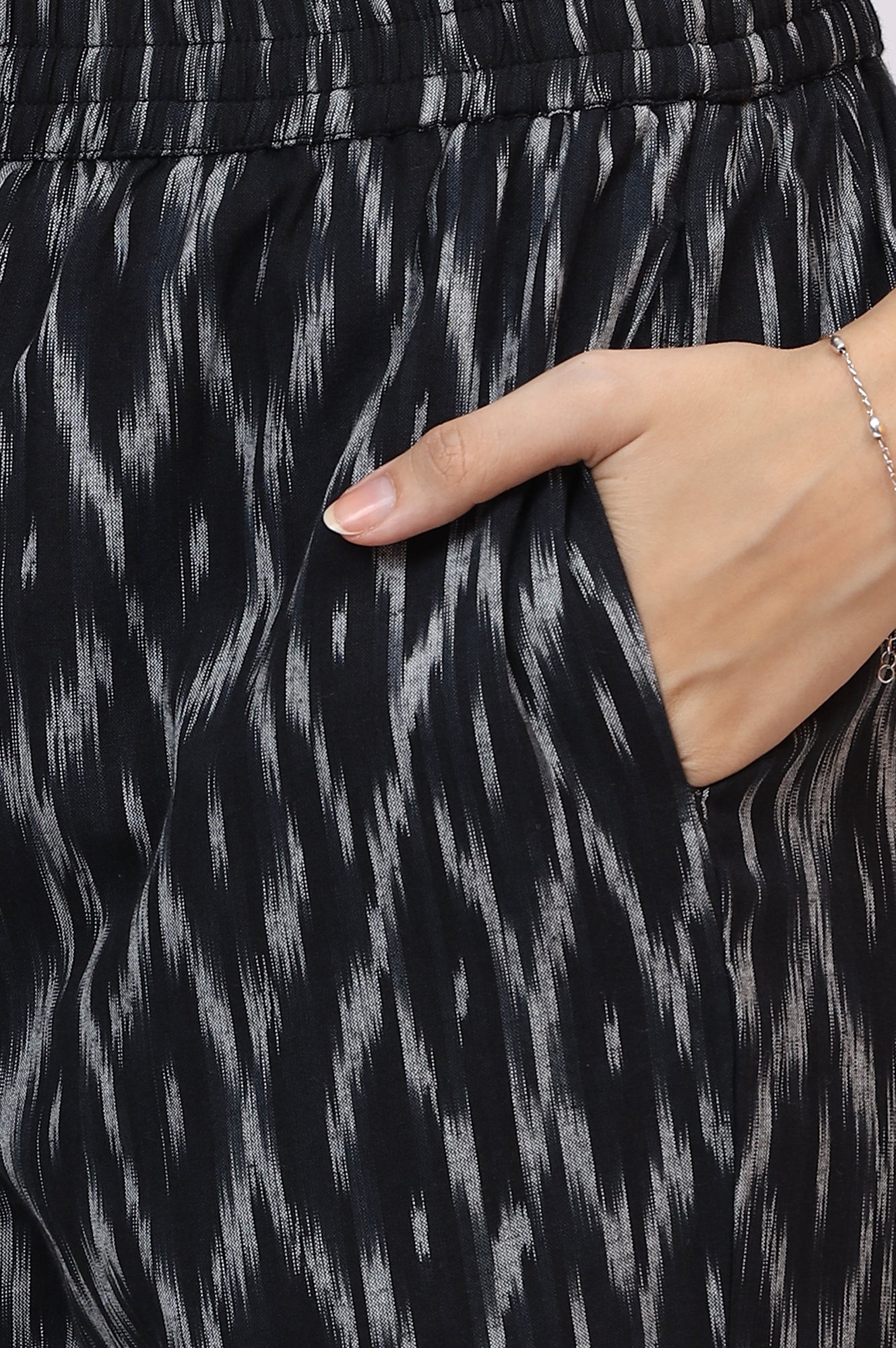 Black Ikkat Pure Cotton Straight Kurta and Pants Co-ord Set