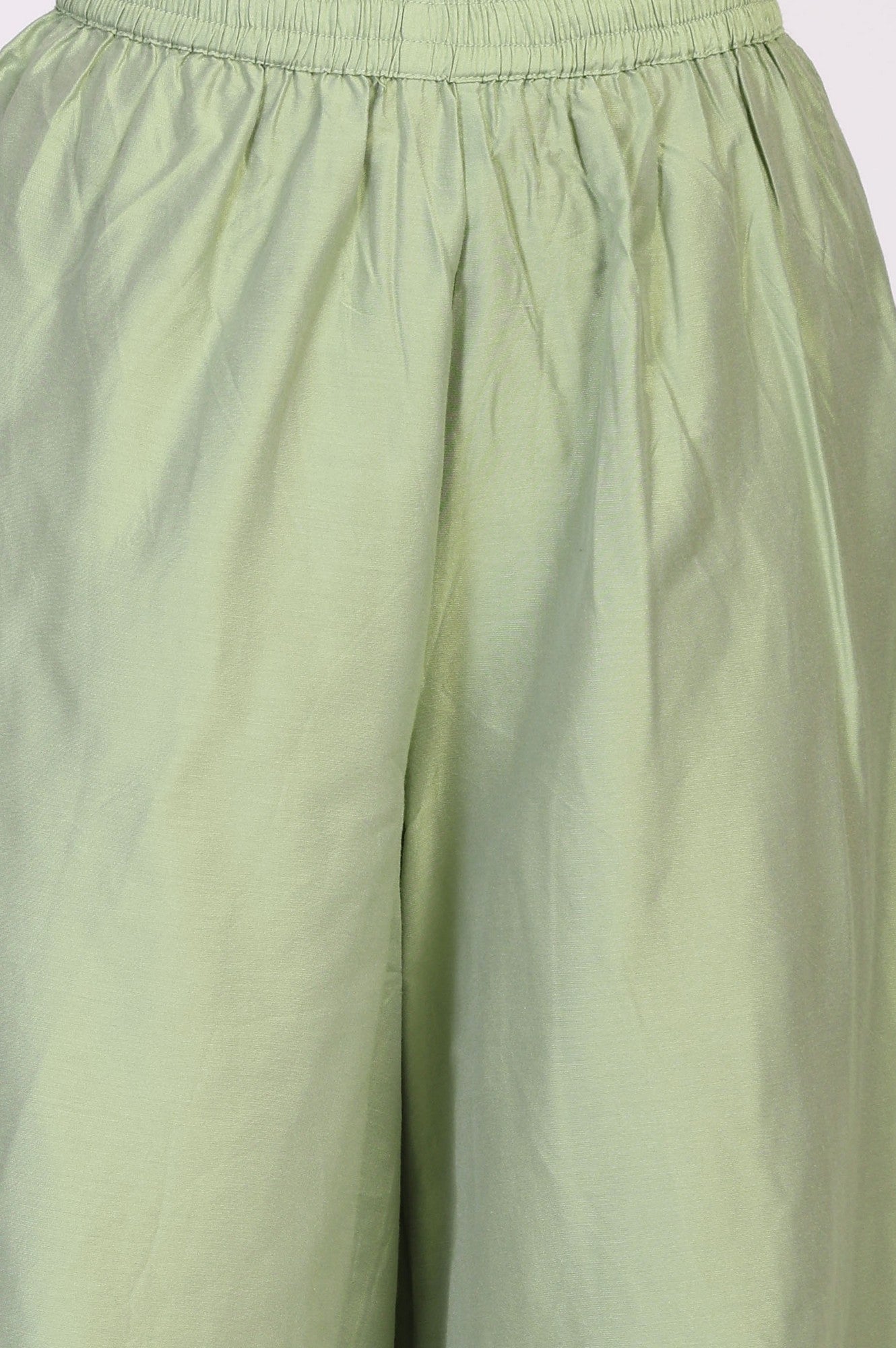 Mint Green Floral Print Tape Anarkali Jacquard Kurta with Flared Pant and Dupatta Set