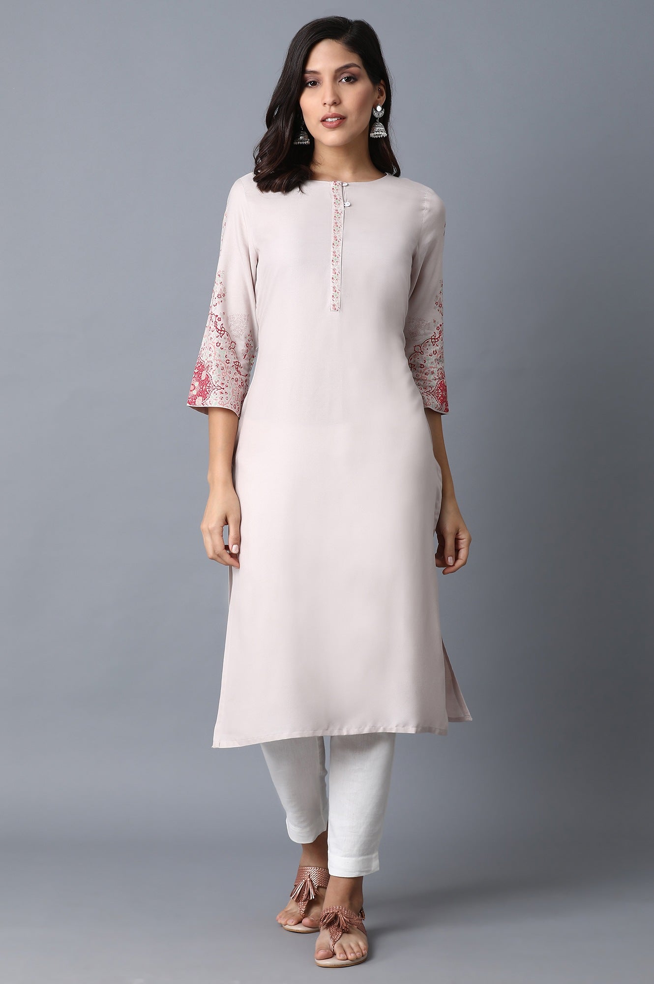 Pink Paisley Straight Rayon Kurta