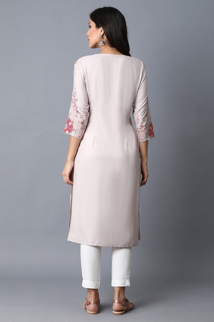 Pink Paisley Straight Rayon Kurta