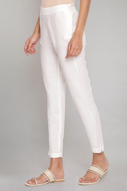 Ecru Lace Rayon Straight Kurta and Slim Pant Set