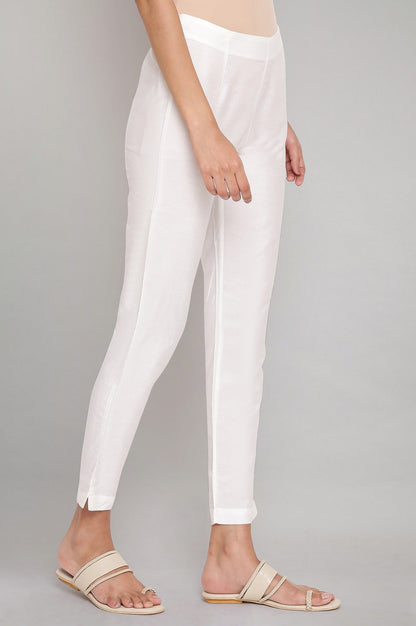 Ecru Lace Rayon Straight Kurta and Slim Pant Set
