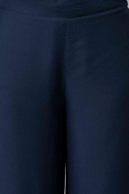 Blue Metallic Embroidery Straight Kurta and Parallel Pant Set