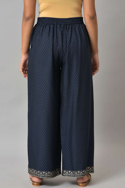 Blue Geometric Printed Straight Kurta with Parallel Pant Set