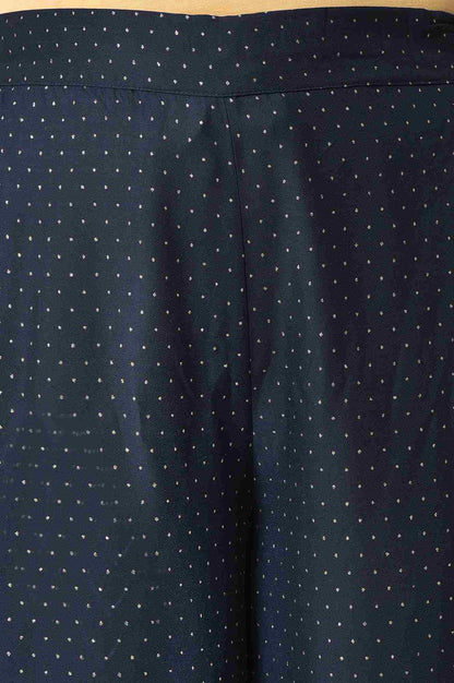 Blue Solid Printed Pure Cotton Straight Kurta with Parallel Pant Set