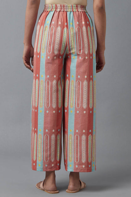 Orange Floral Printed Sequins A-Line Kurta and Parallel Pant Set