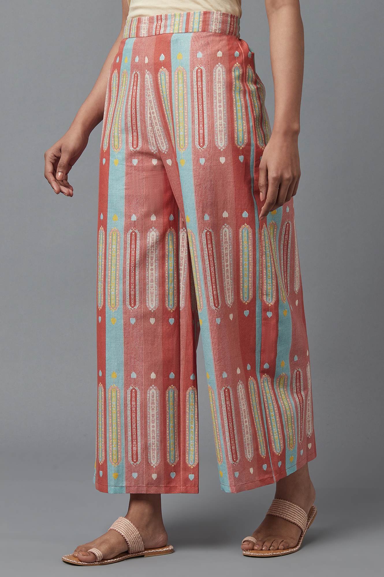 Orange Solid Printed Pure Cotton Straight Kurta with Parallel Pant Set